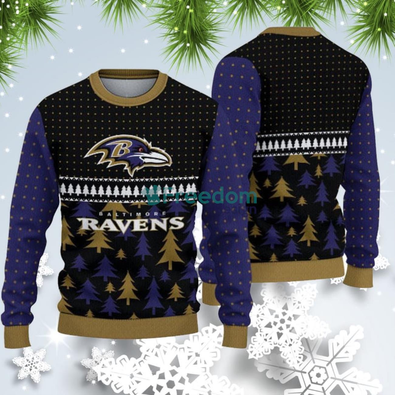 Baltimore Ravens Christmas Tree Pattern Ugly Christmas Sweater -  Freedomdesign