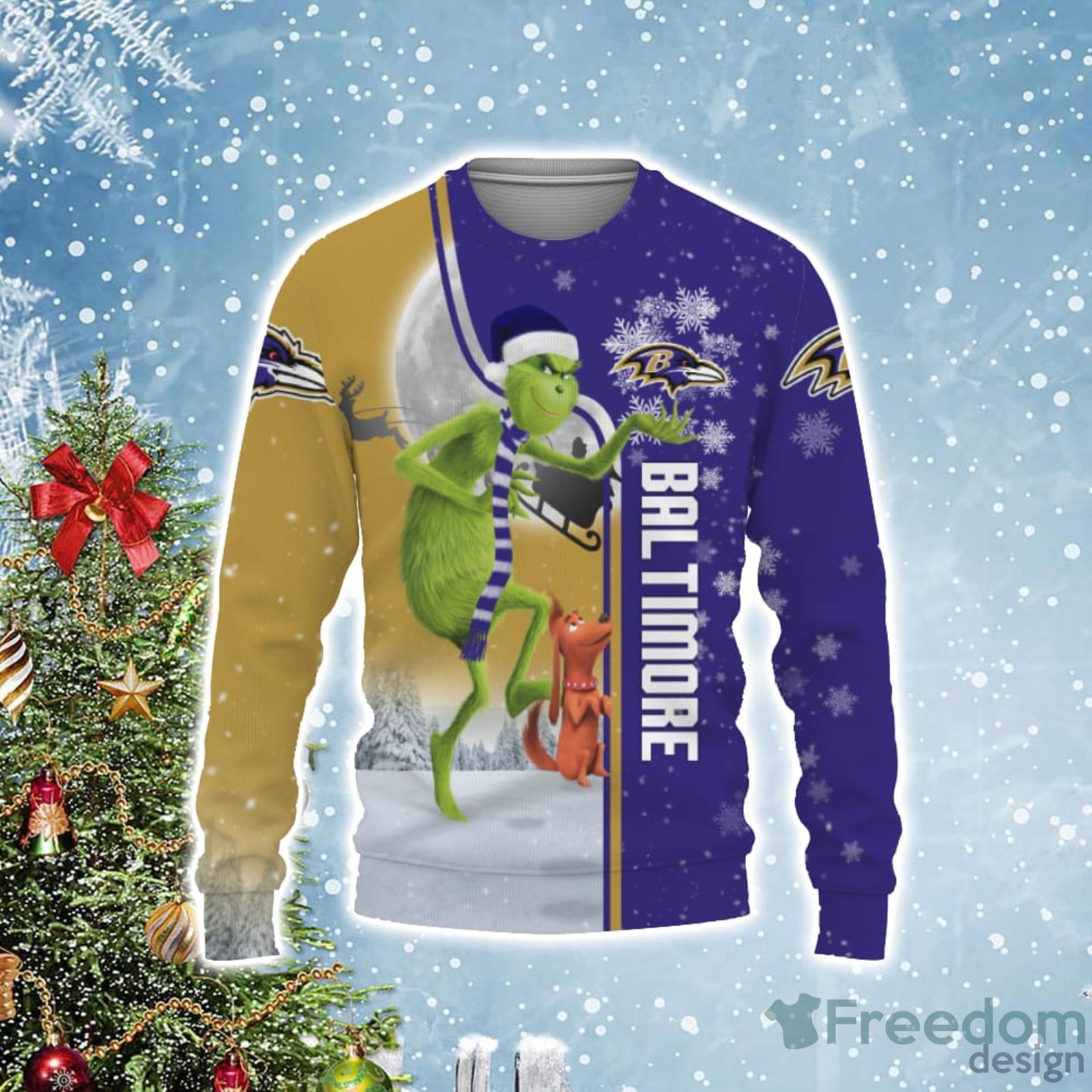 Star War Baby Yoda Baltimore Ravens Ugly Christmas Sweater Sweatshirt -  Trends Bedding