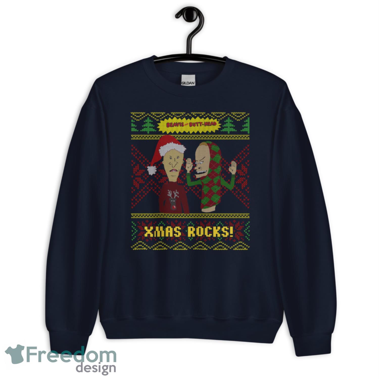 Beavis And Butthead Ugly Xmas Rocks Christmas Sweater - G185 Crewneck Sweatshirt-1