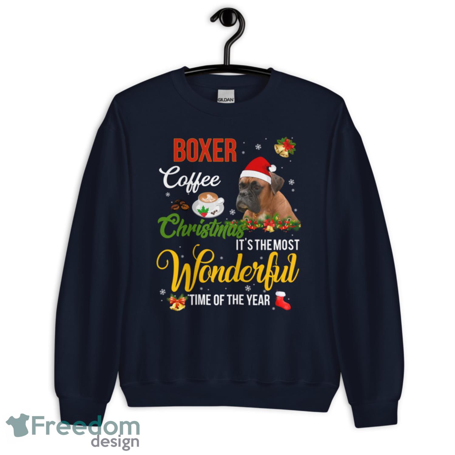 Boxer Coffee Christmas It's The Most Wonderful Time Of The Year Christmas Sweatshirt - G185 Crewneck Sweatshirt-1