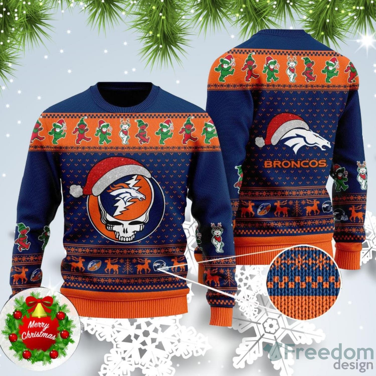 Denver Broncos Christmas Santa Claus Ugly Christmas Sweater - Freedomdesign