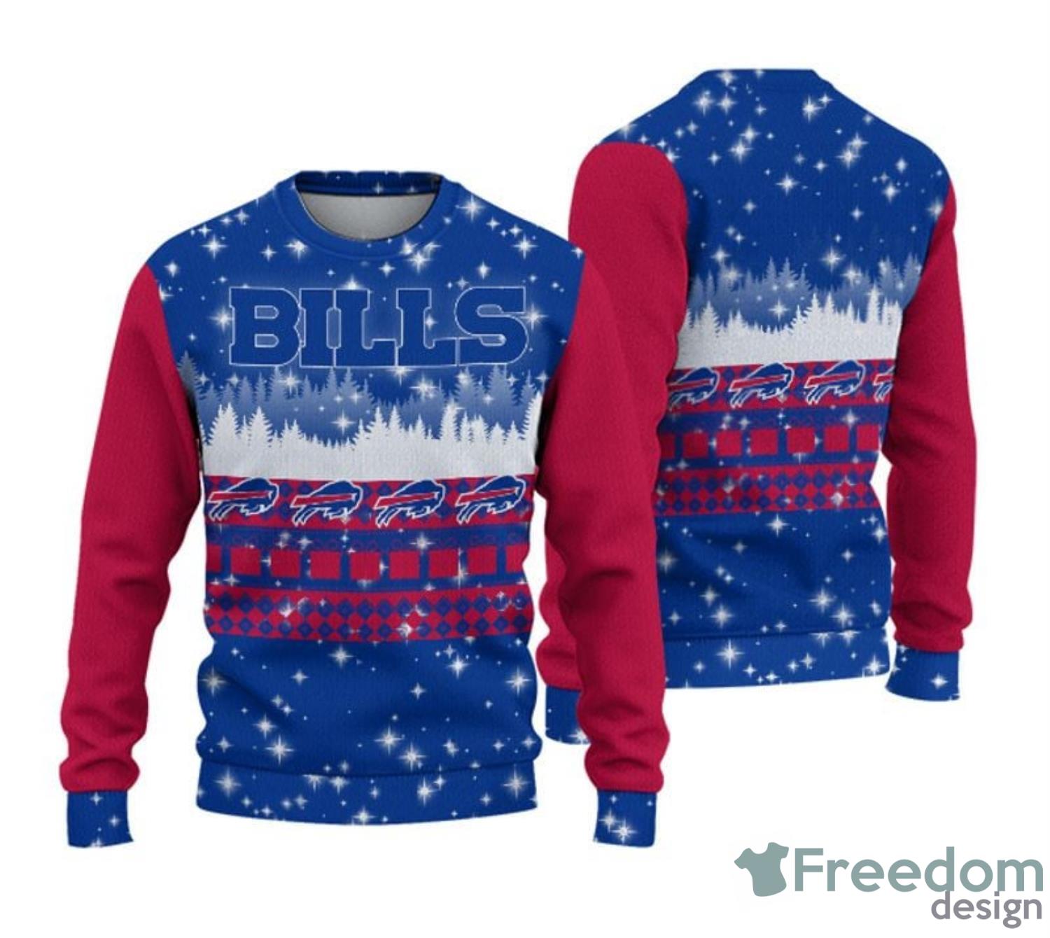 Men's Buffalo Bills Ugly Sweater Crewneck Pajama Set