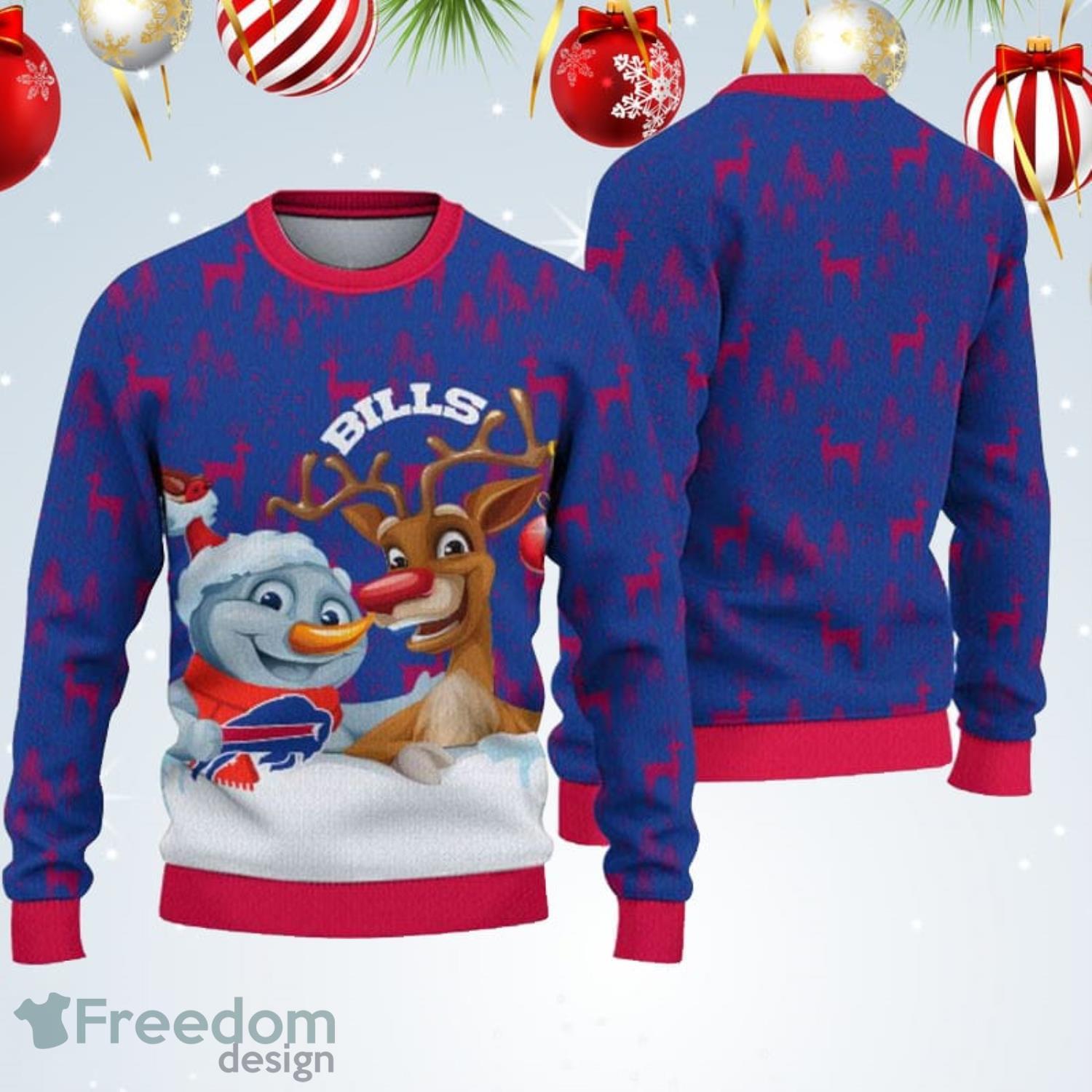 Buffalo Bills Christmas Reindeer Winter Pattern Ugly Christmas Sweater  Christmas Gift For Family - YesItCustom