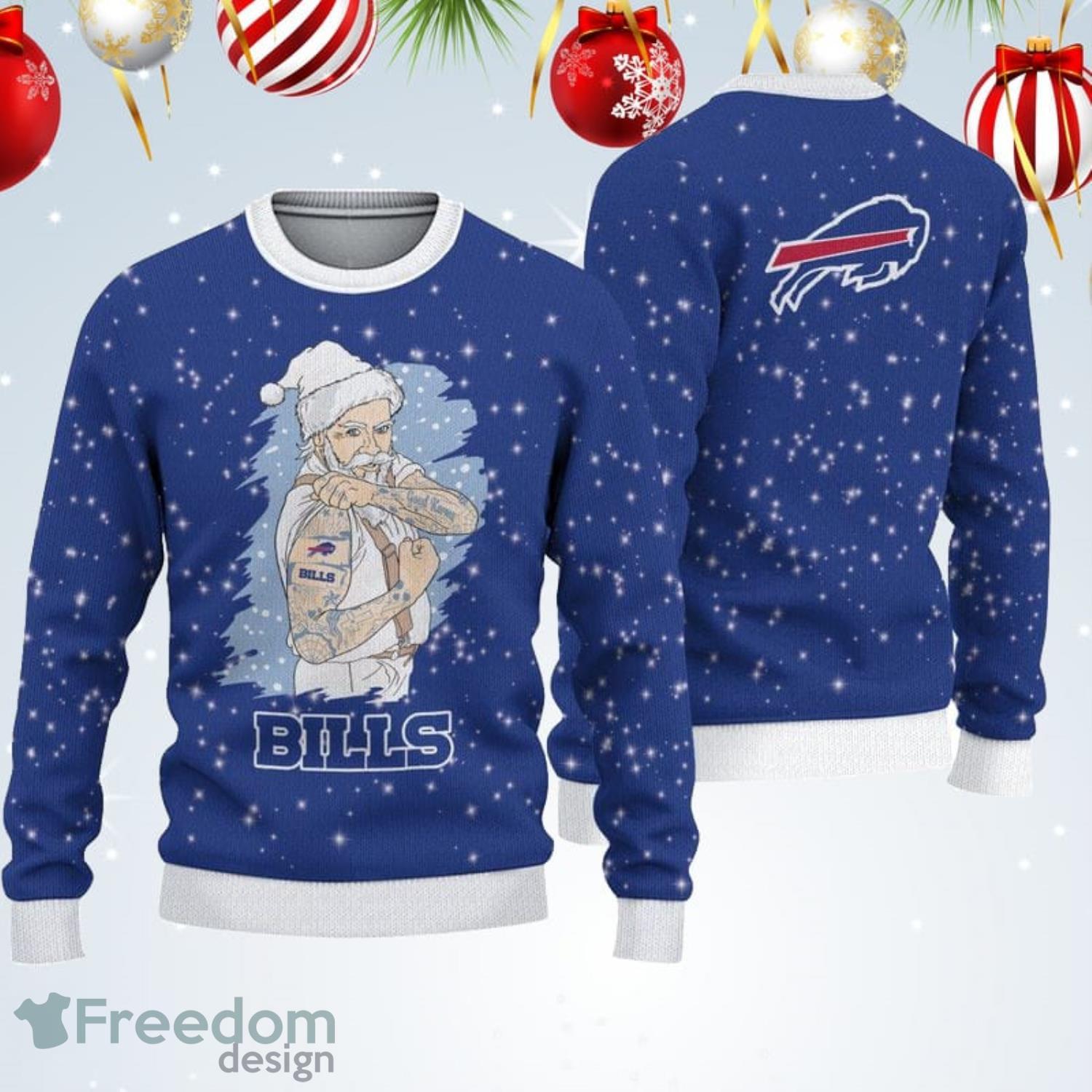 Buffalo Bills Santa Claus Snowman Christmas Ugly Sweater - Growkoc