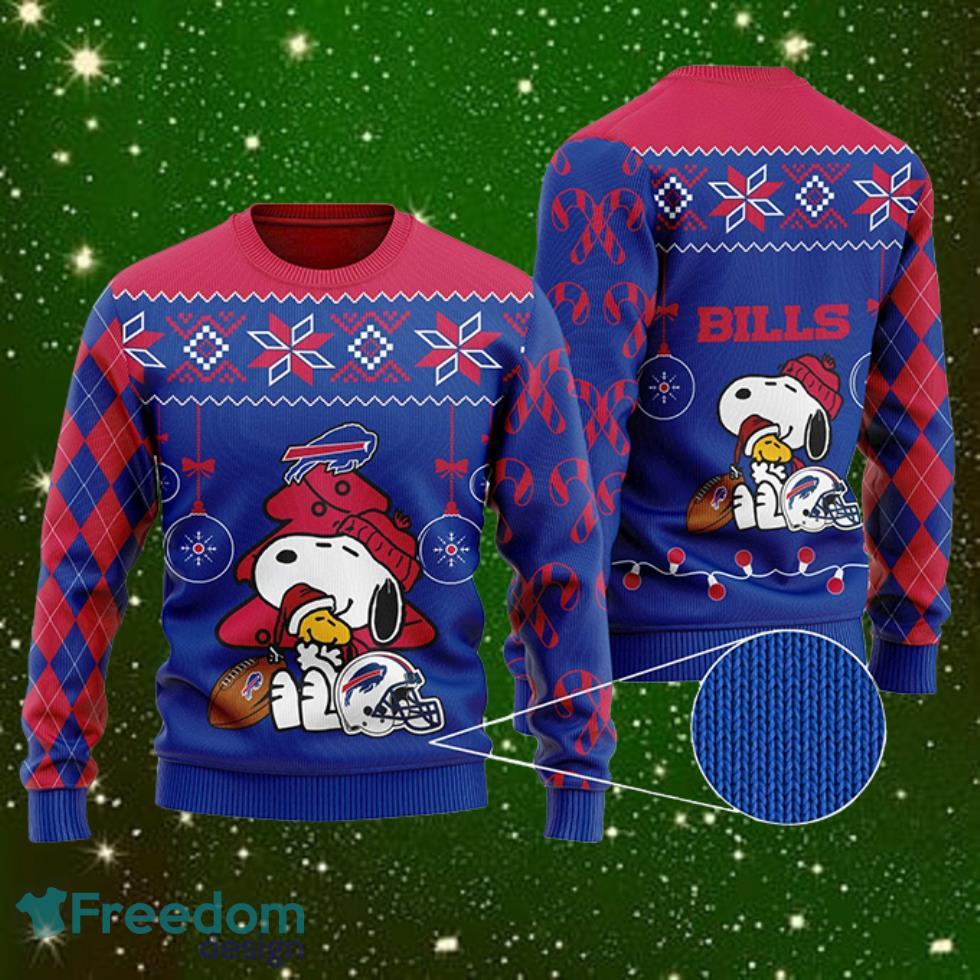 Buffalo Bills Funny Charlie Brown Peanuts Snoopy All Over Print Ugly Sweater Product Photo 1