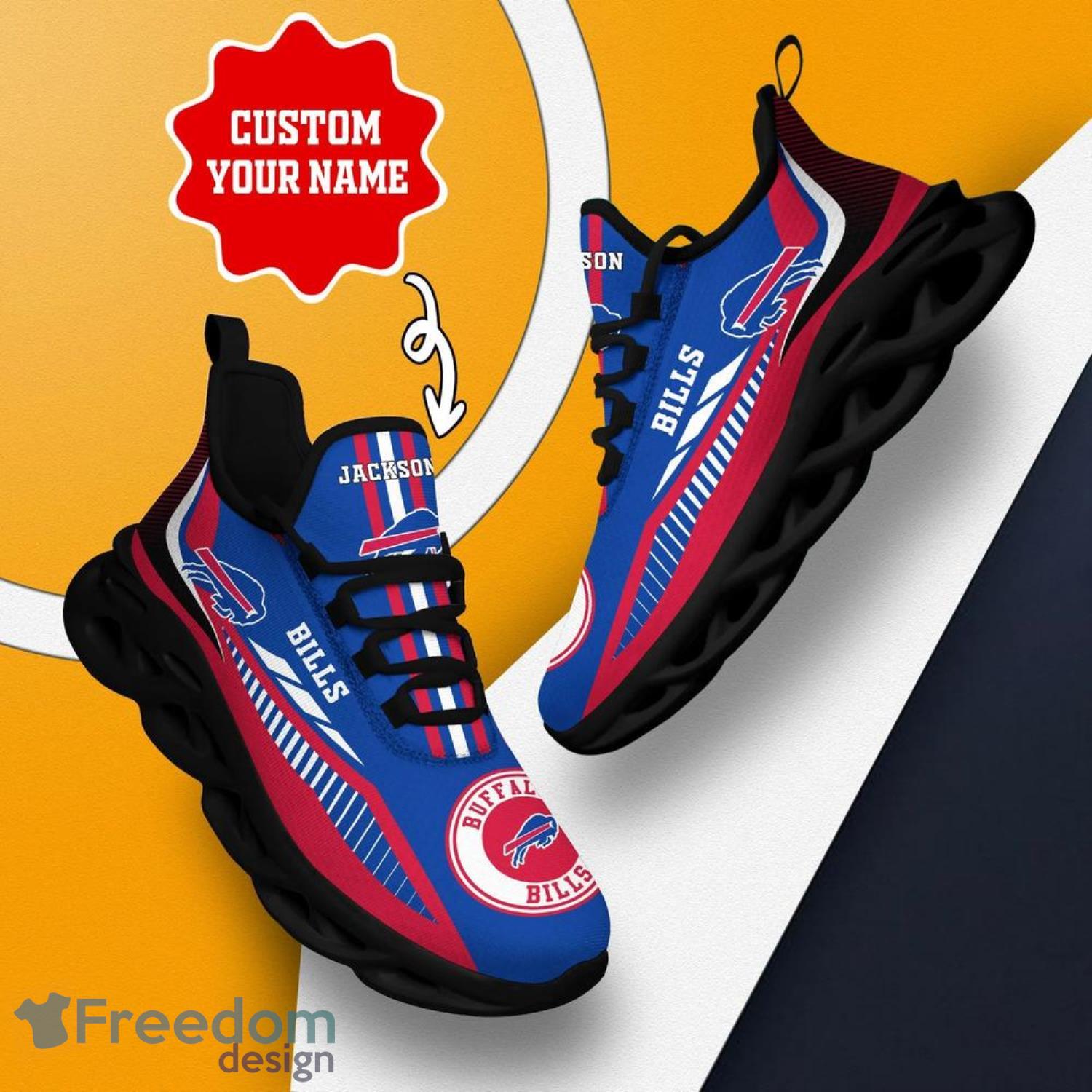 Buffalo Bills Custom Name Luxury NFL Max Soul Shoes Design 7 Chunky Sneakers  For Men And Women - Banantees