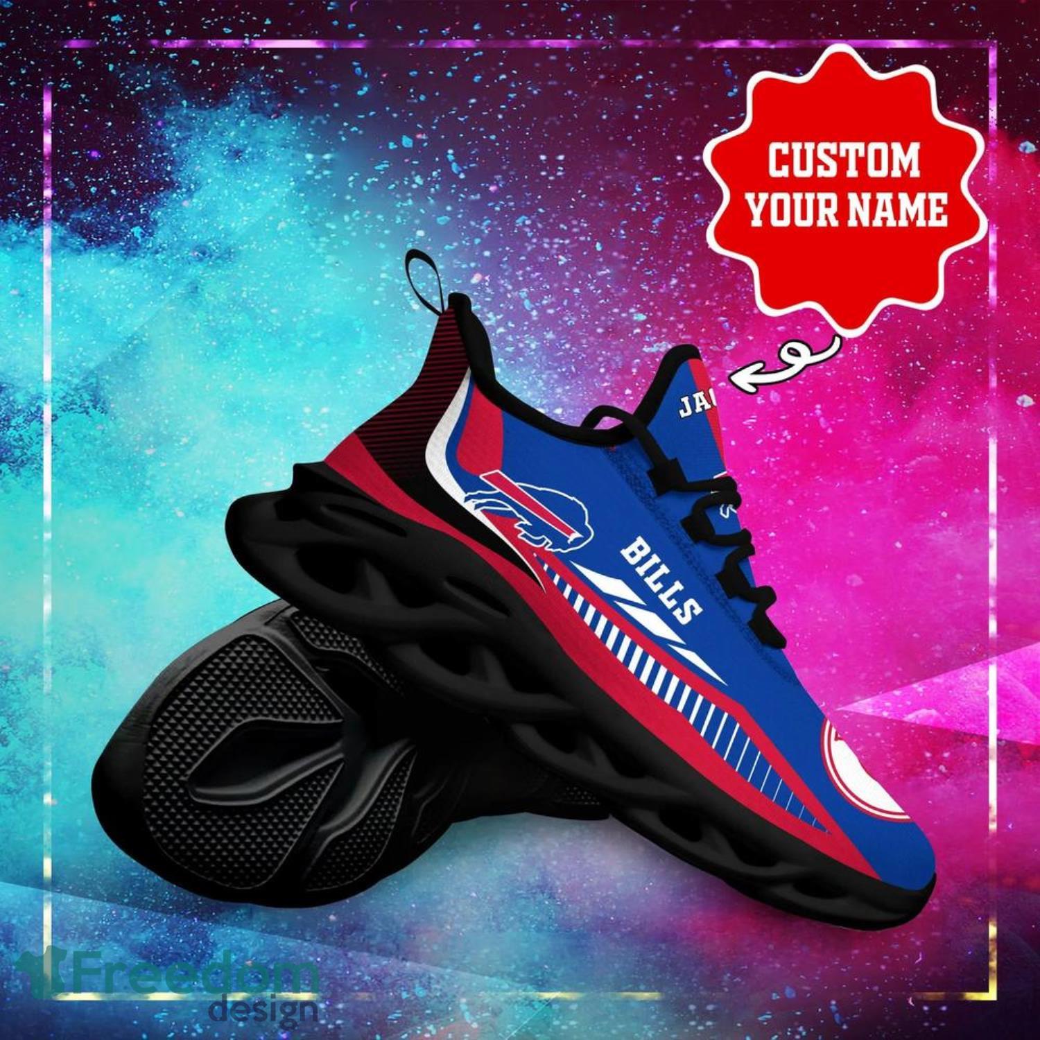 Buffalo Bills Custom Name Luxury NFL Max Soul Shoes Design 8 Chunky Sneakers  For Men And Women - Banantees