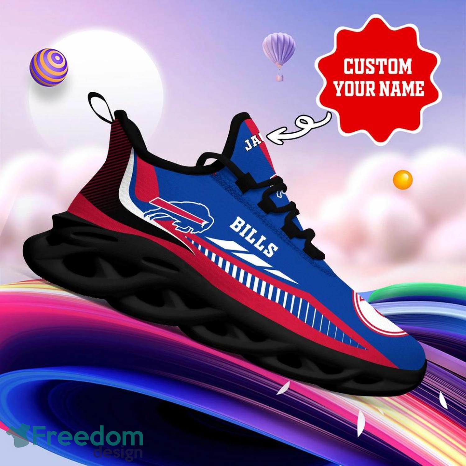 Buffalo Bills Custom Name Luxury NFL Max Soul Shoes Design 7