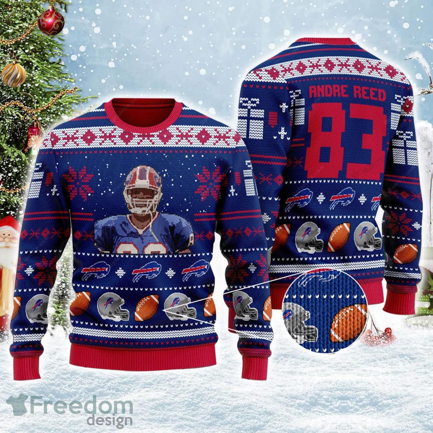 Buffalo Bills Andre Reed 83 Ugly Christmas Sweater Full Over Print -  Freedomdesign