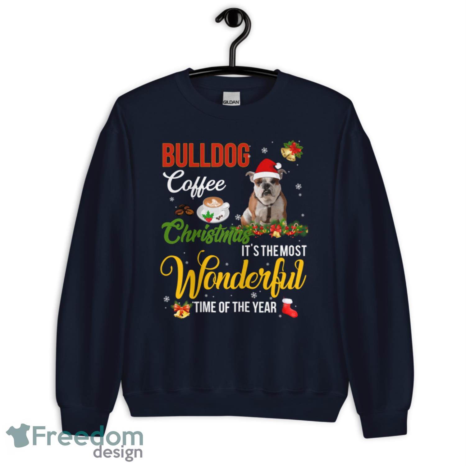 Bulldog Coffee Christmas It's The Most Wonderful Time Of The Year Christmas Sweatshirt - G185 Crewneck Sweatshirt-1