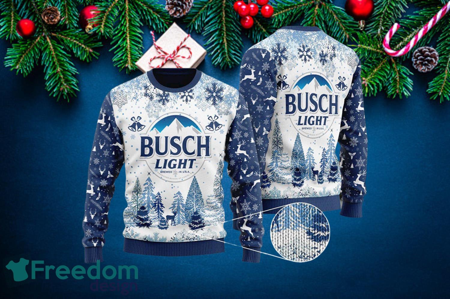 Busch Light Knitting Patten Ugly Christmas Sweater Product Photo 1