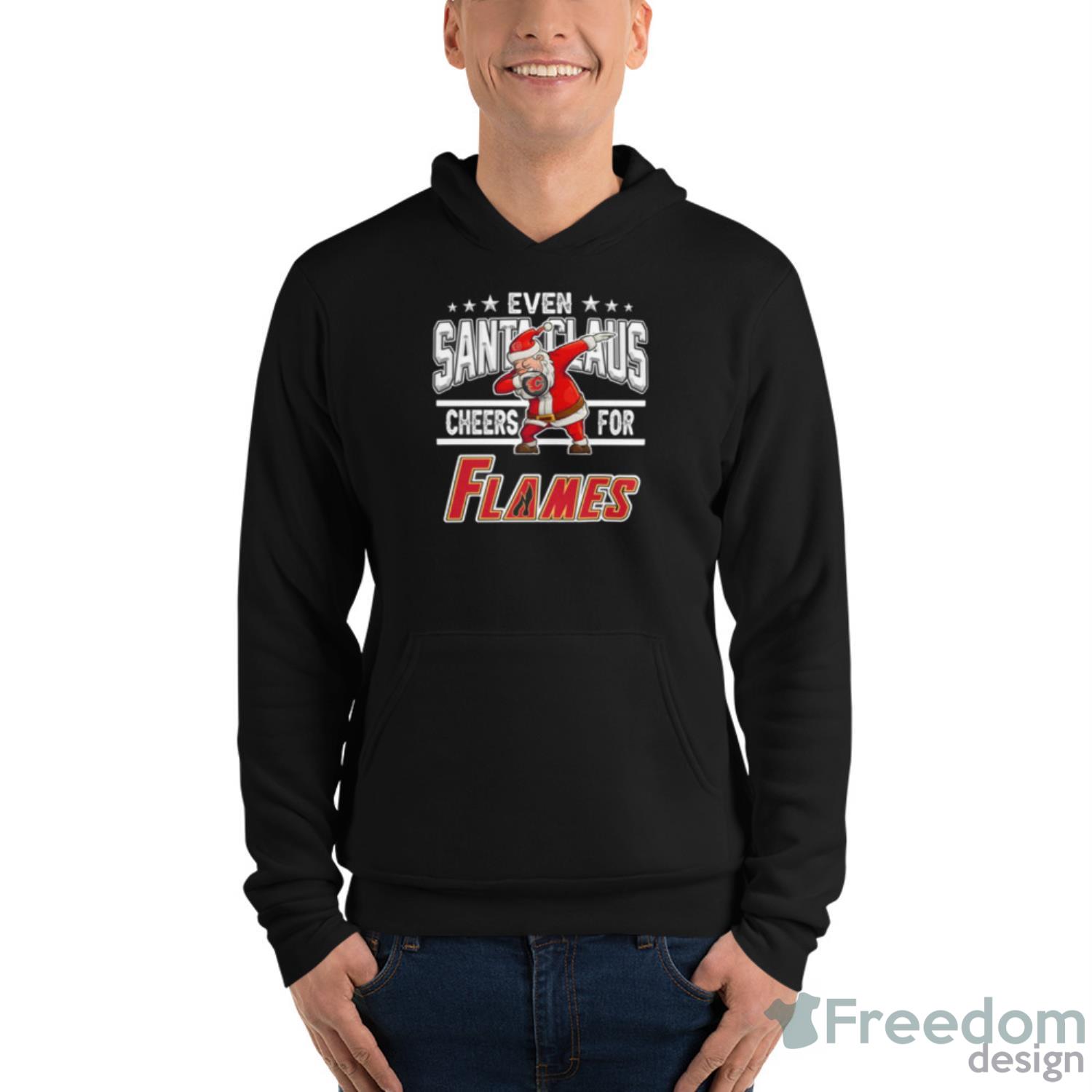 Calgary Flames Even Santa Claus Cheers For Christmas NHL Shirt For Fans image Calgary Flames Even Santa Claus Cheers For Christmas NHL Shirt For Fans - Unisex Fleece Pullover Hoodie