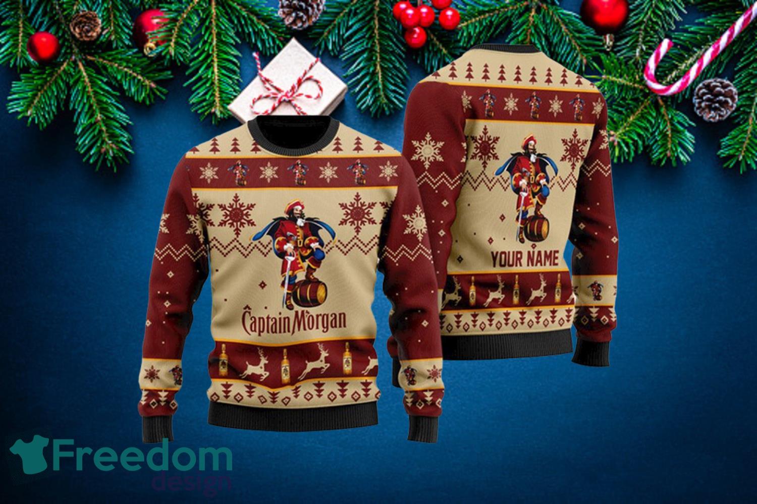 Captain Morgan Personalized  Christmas Ugly Sweater Product Photo 1