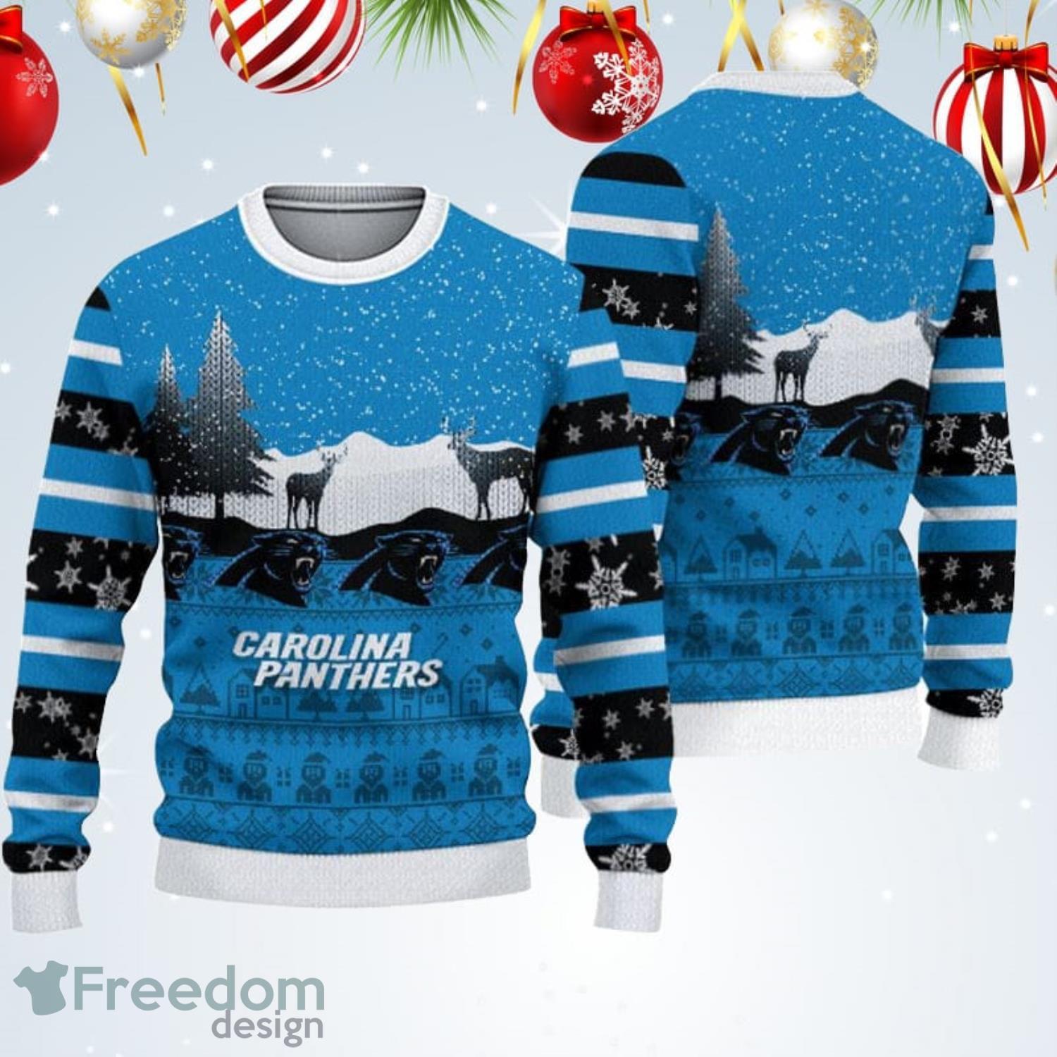 Carolina Panthers Christmas Reindeer Ugly Christmas Sweater For Fans -  Freedomdesign