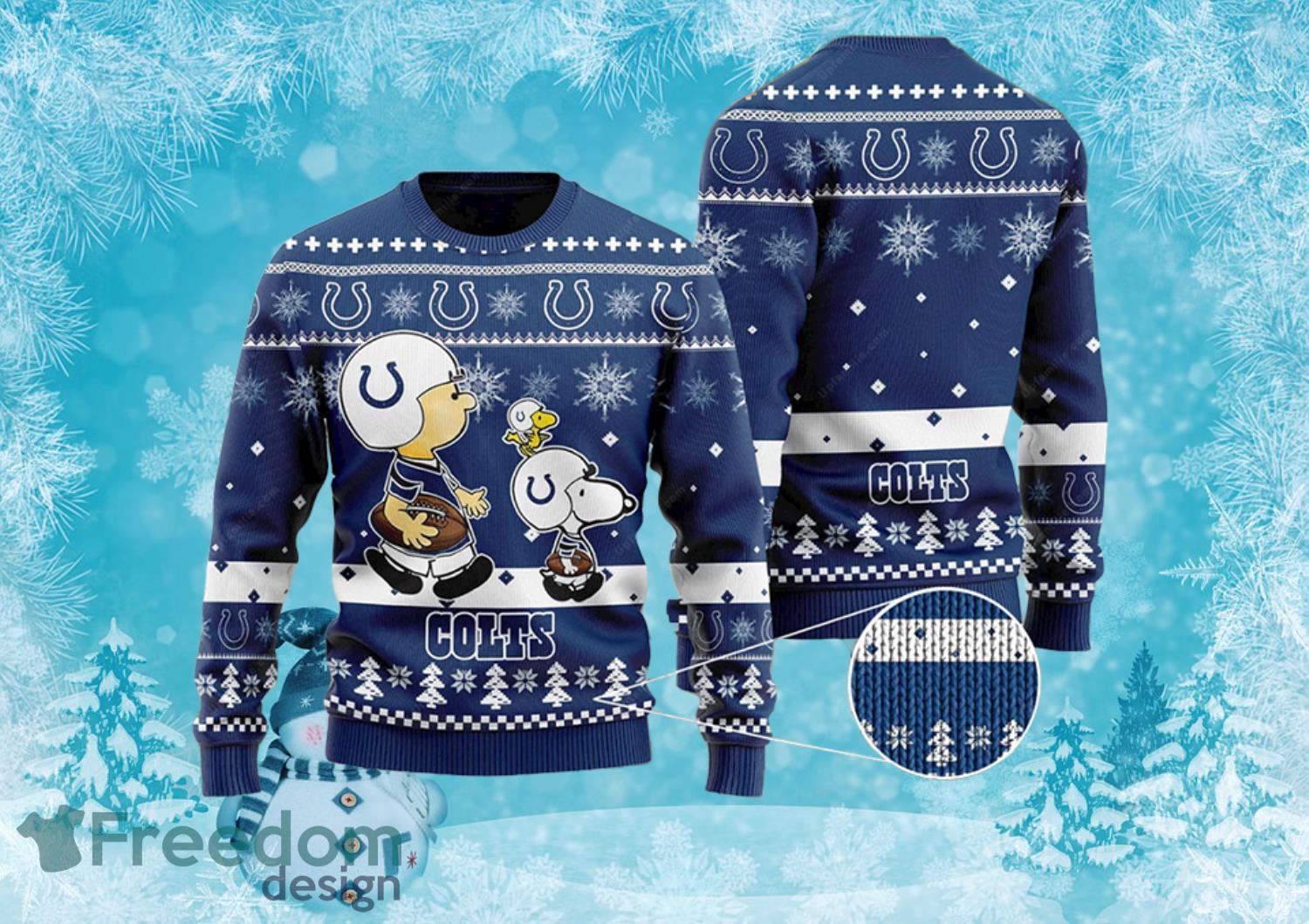 Charlie Brown Indianapolis Colts Snoopy Ugly Christmas Sweater Full Over Print Product Photo 1