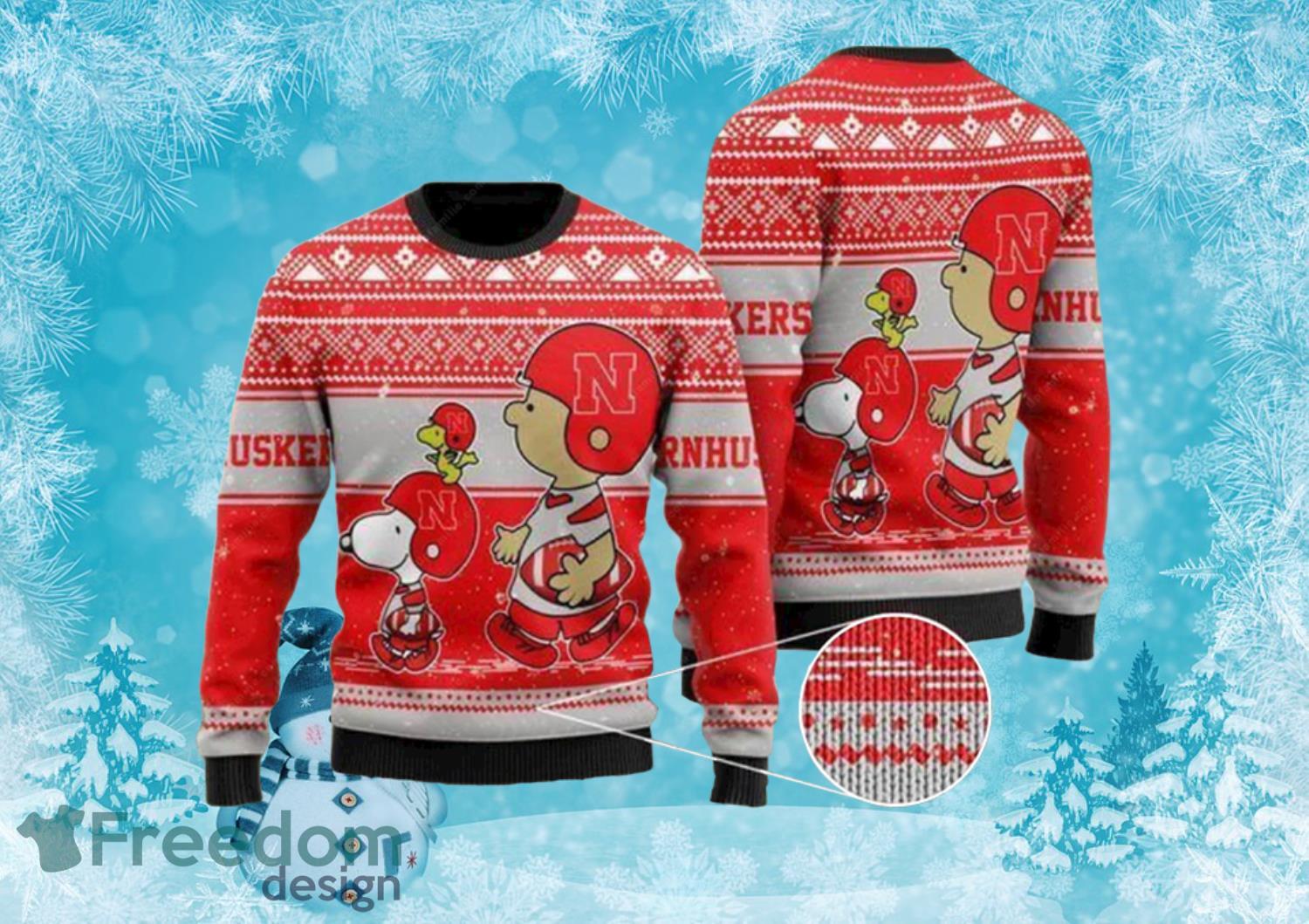 Charlie Brown Nebraska Cornhuskers Ugly Christmas Sweater Full Over Print Product Photo 1