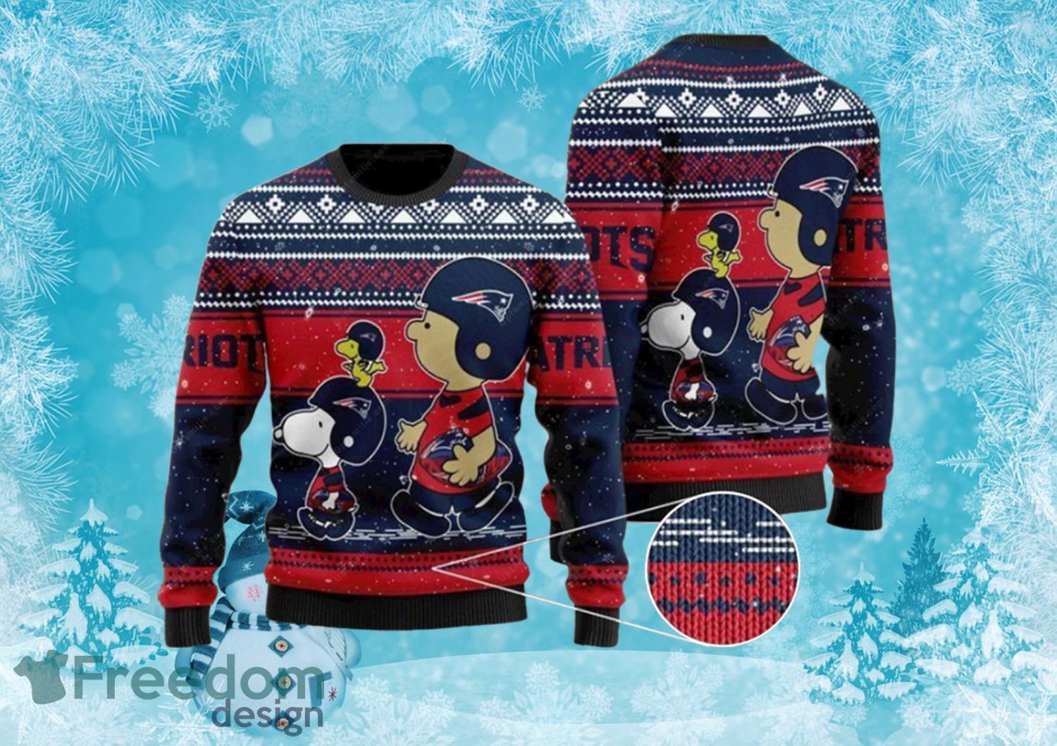Charlie Brown New England Patriots Ugly Christmas Sweater Full Over Print Product Photo 1