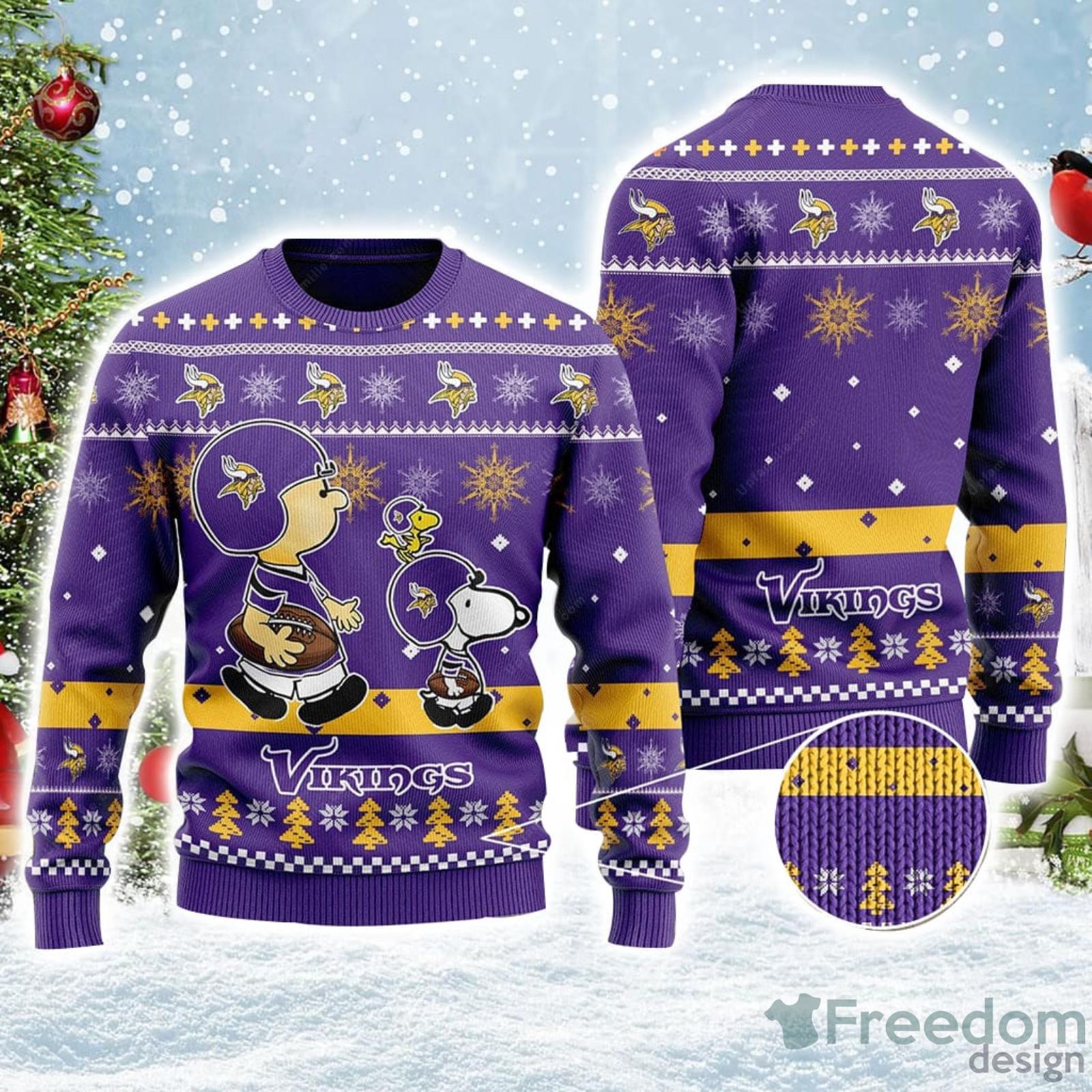 Charlie Brown Peanuts Snoopy Minnesota Vikings Knitting Pattern Ugly  Christmas Sweater