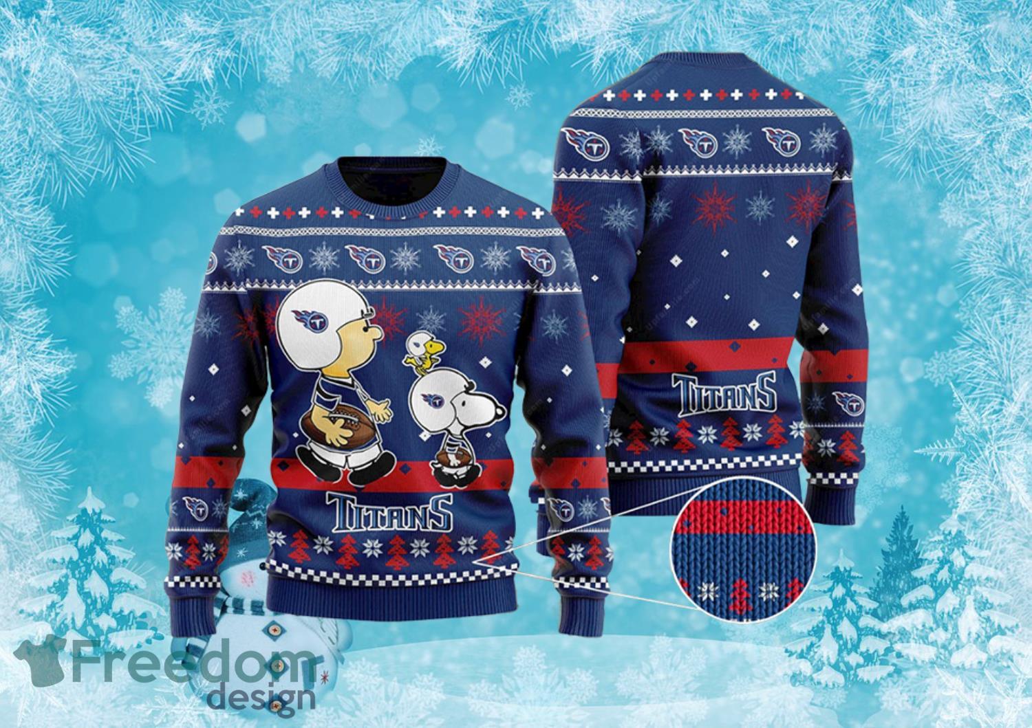 Charlie Brown Tennessee Titans Snoopy Ugly Christmas Sweater Full Over Print Product Photo 1
