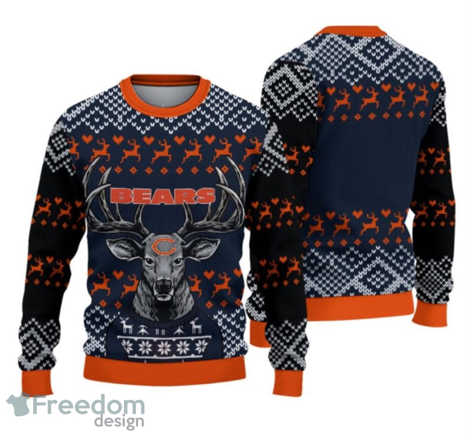 Chicago Bears Christmas Reindeers Pattern Ugly Sweater For Men Women -  Banantees