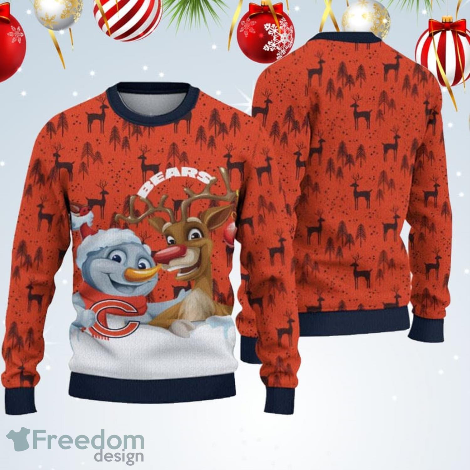 Chicago Bears Christmas Reindeer And Snowman Ugly Christmas