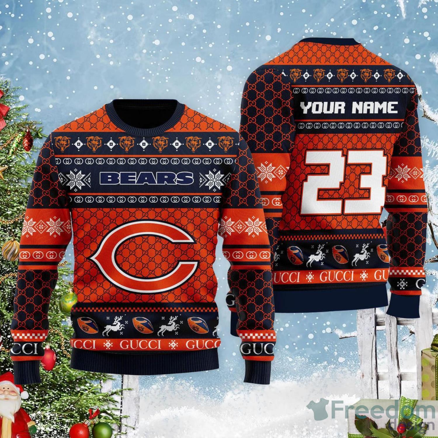 NFL Chicago Bears Custom Name And Number 3D Ugly Christmas Sweater Christmas  Gift