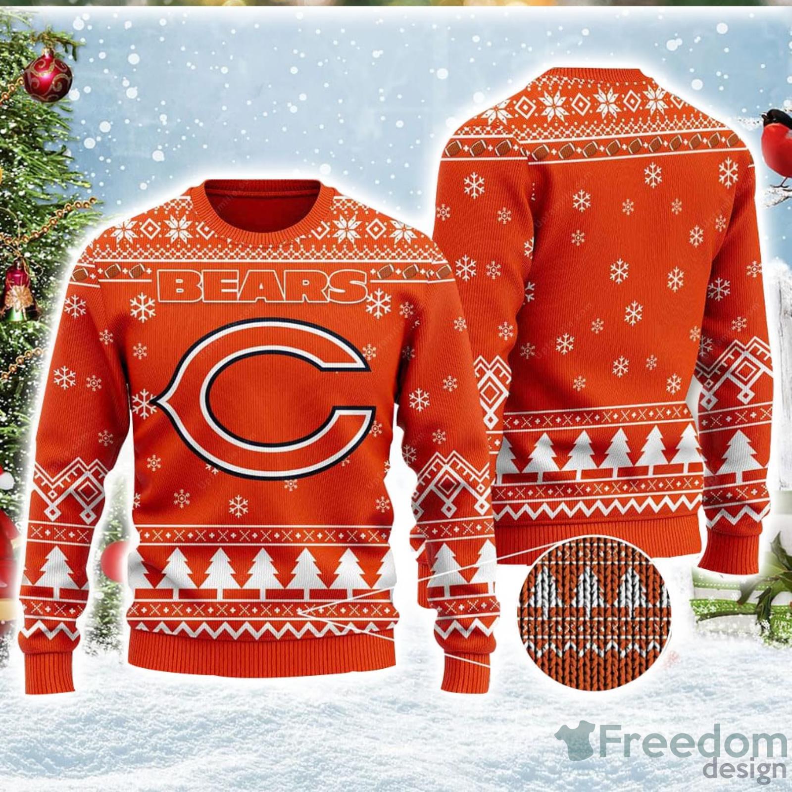 Chicago Bears Custom Name And Number Ugly Christmas Sweater - Freedomdesign