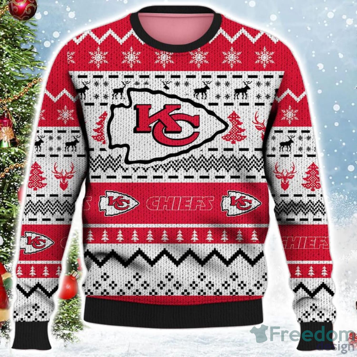 NFL Kansas City Chiefs Color Warm 3D Ugly Christmas Sweater Yellow