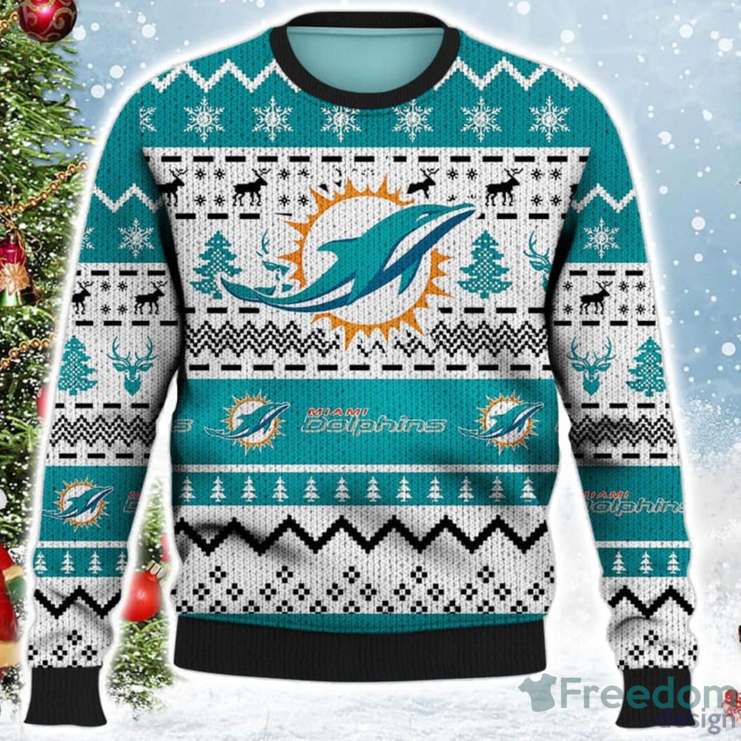 Christmas Gift Miami Dolphins USA Football Season Ugly Christmas Sweater -  Freedomdesign