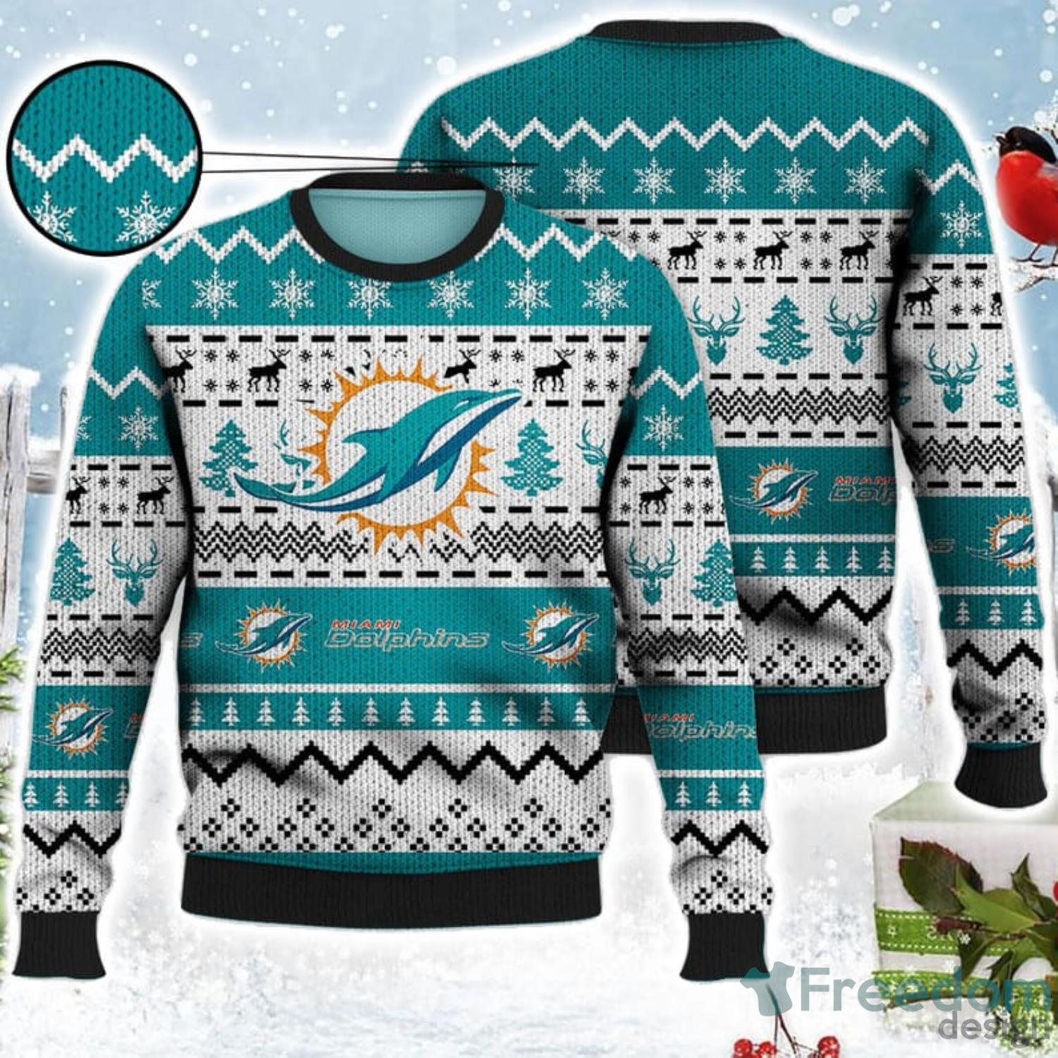 Miami Dolphins Dabbing Santa Christmas Gift Ugly Christmas Sweater -  Freedomdesign