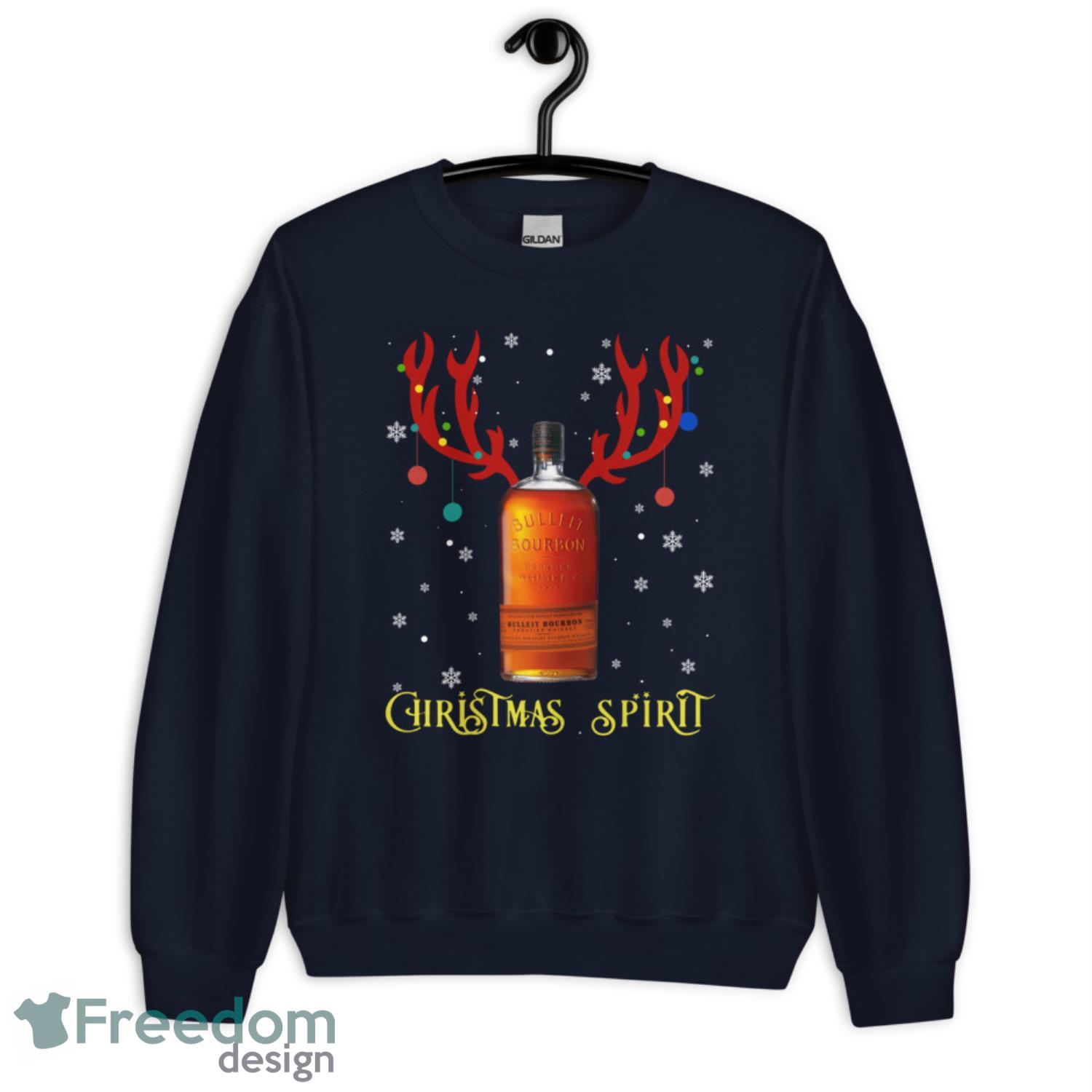 Christmas Spirit Reindeer Bulleit Bourbon Whisky Christmas Sweatshirt - G185 Crewneck Sweatshirt-1