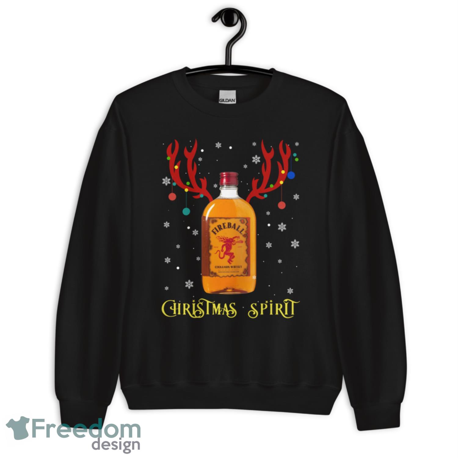 Christmas Spirit Reindeer Fireball Cinnamon Whisky Christmas Sweatshirt - G185 Crewneck Sweatshirt