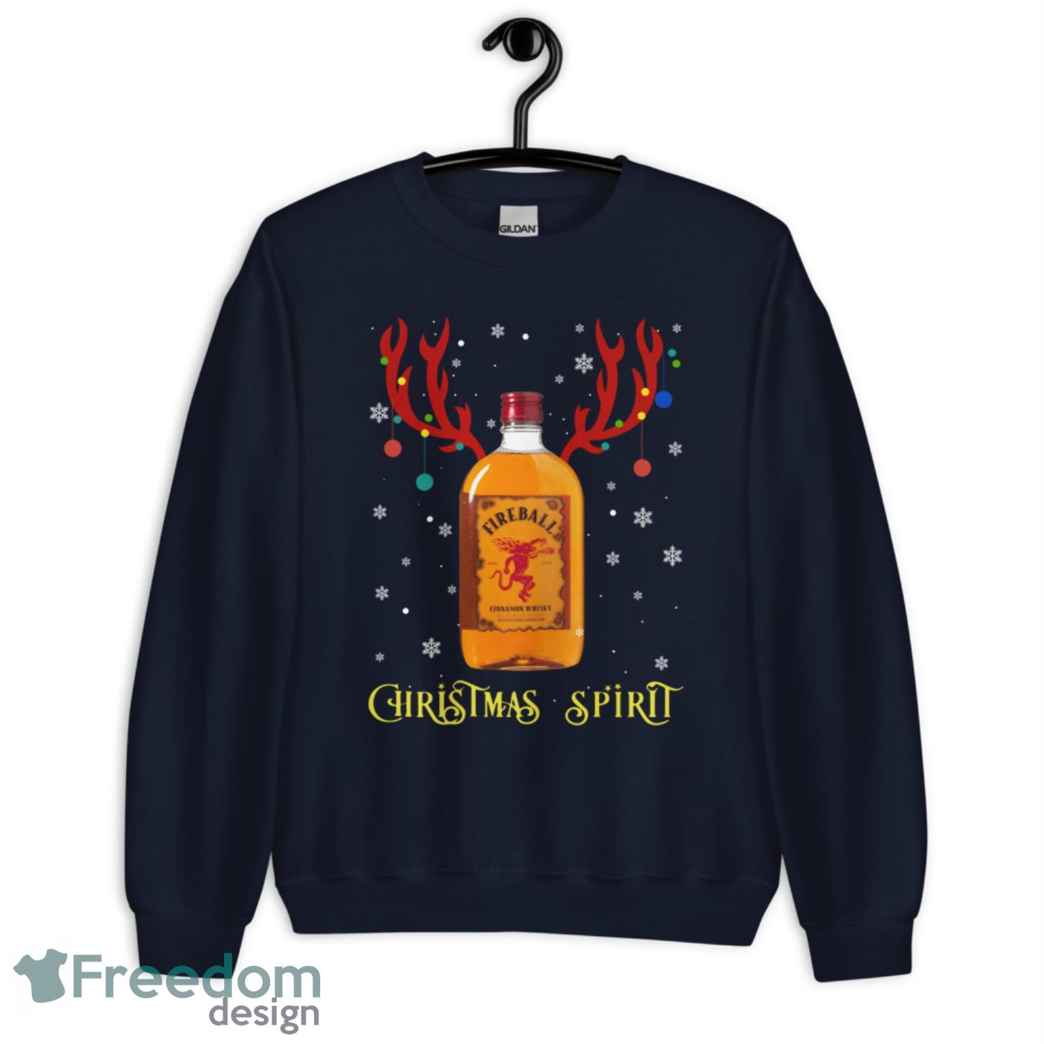 Christmas Spirit Reindeer Fireball Cinnamon Whisky Christmas Sweatshirt - G185 Crewneck Sweatshirt-1