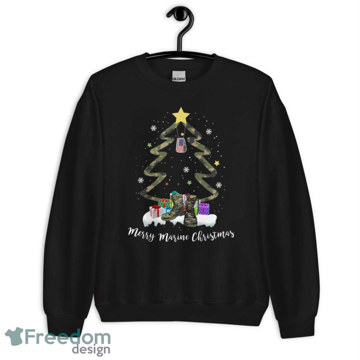 Christmas Tree Christmas Veteran Shirt - G185 Crewneck Sweatshirt