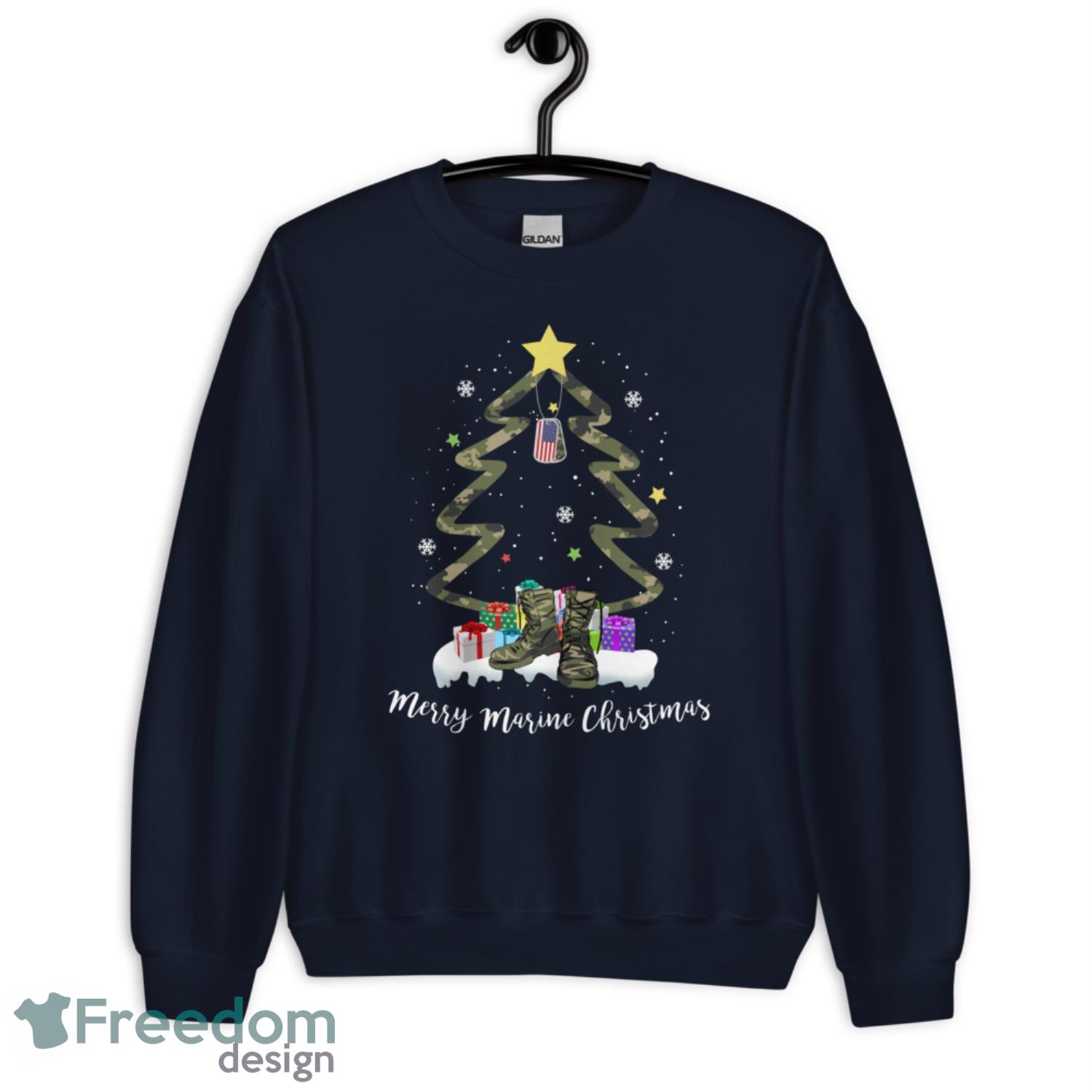 Christmas Tree Christmas Veteran Shirt - G185 Crewneck Sweatshirt-1