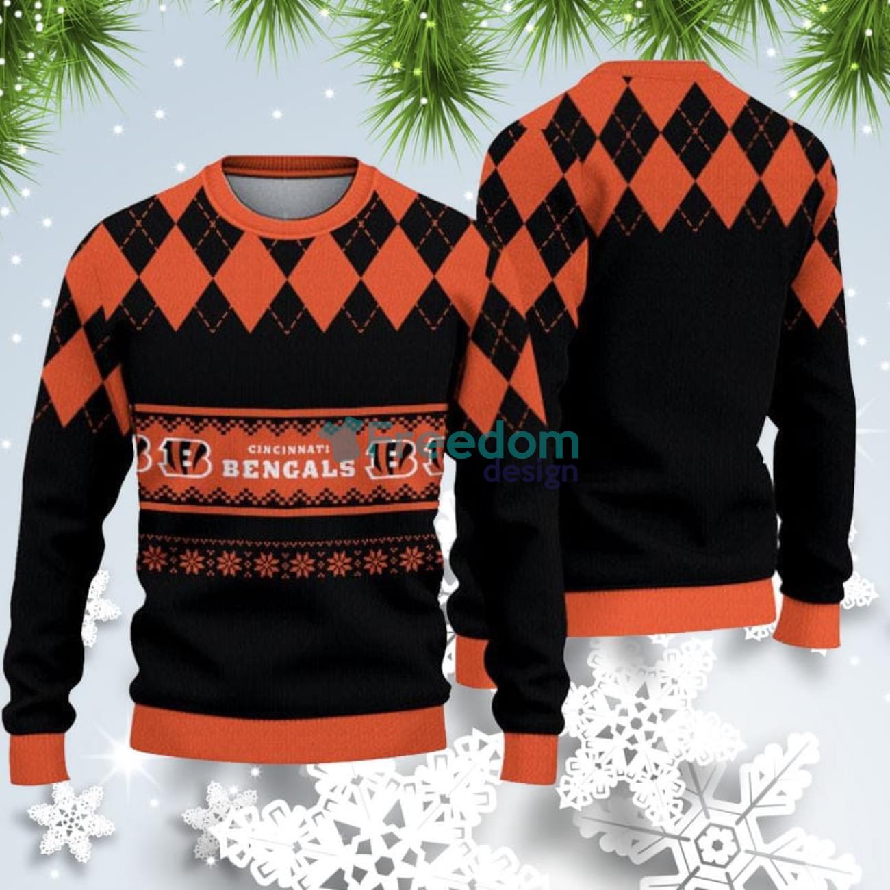 Cincinnati Bengals Football Team Logo Custom Name Christmas Gift All Over  Print Ugly Christmas Sweater - Freedomdesign