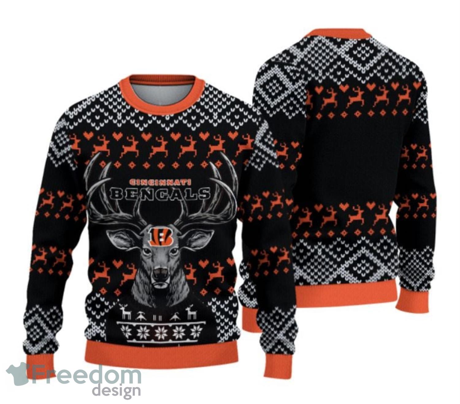 Cincinnati Bengals Christmas Reindeer Ugly Christmas Sweater