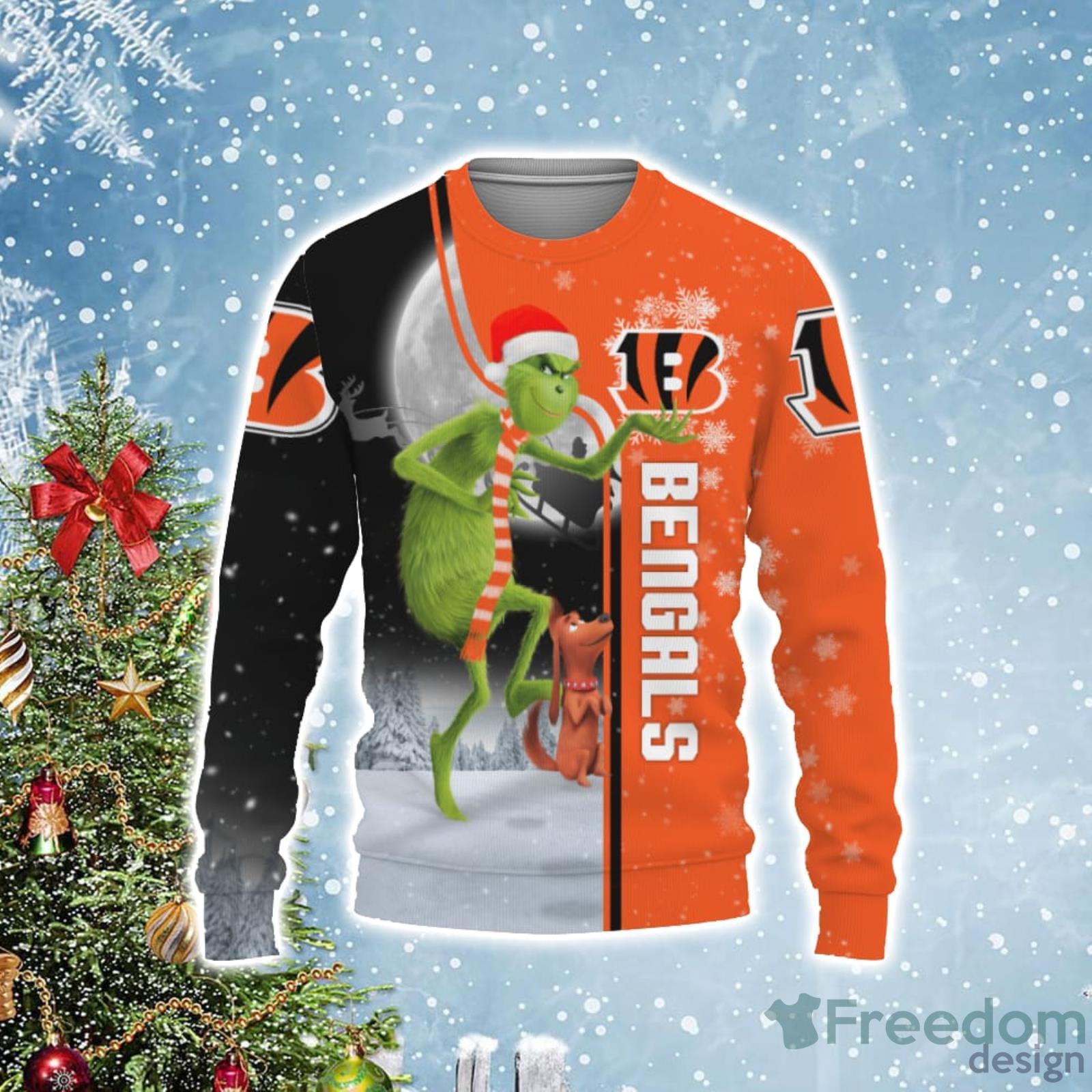 Cincinnati Bengals Funny Grinch Ugly Christmas Sweater - Freedomdesign