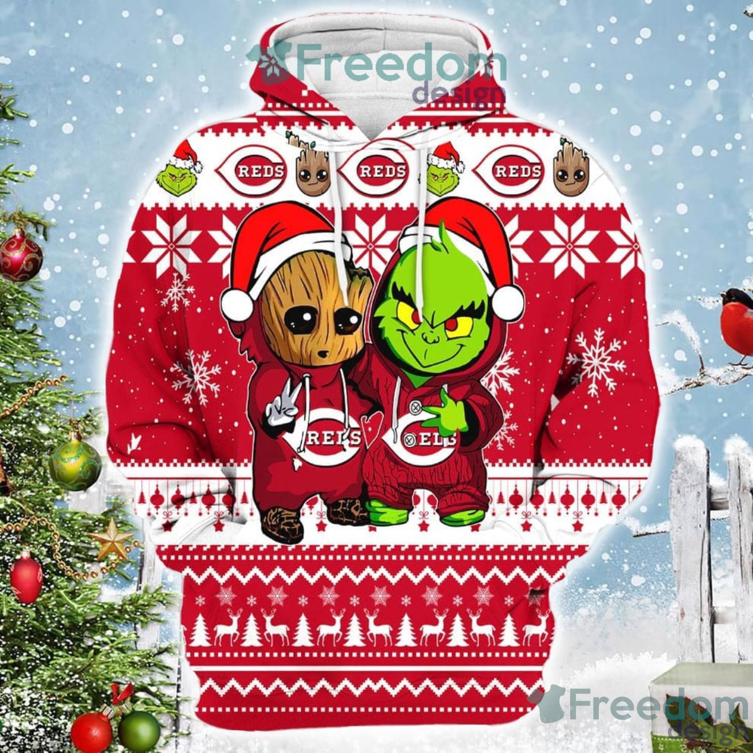 Cincinnati Reds Baby Groot And Grinch Best Friends Football American  Christmas 3D Hoodie - T-shirts Low Price