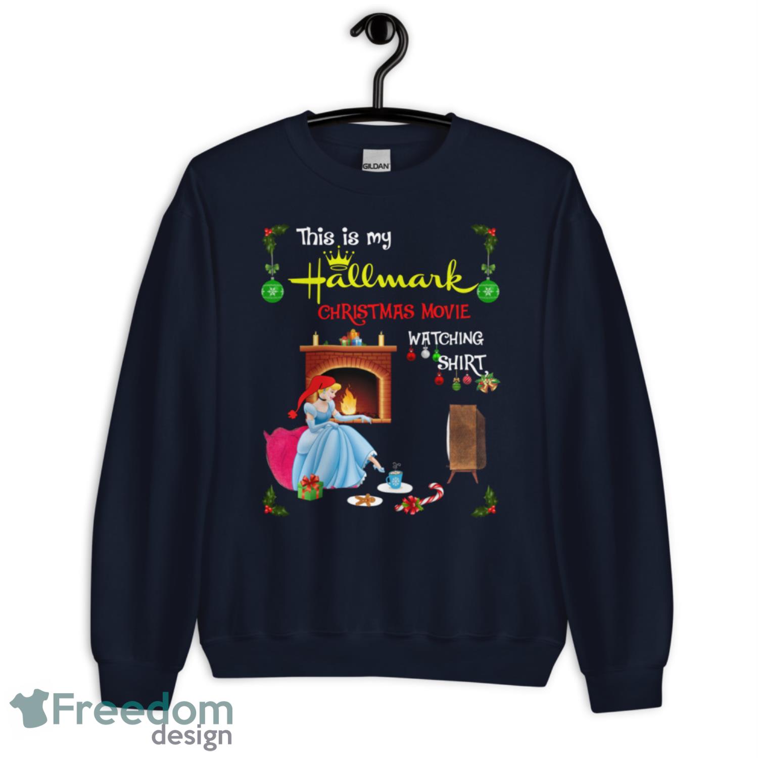 Cinderella This Is My Hallmark Christmas Movie Watching Christmas  Shirt - G185 Crewneck Sweatshirt-1