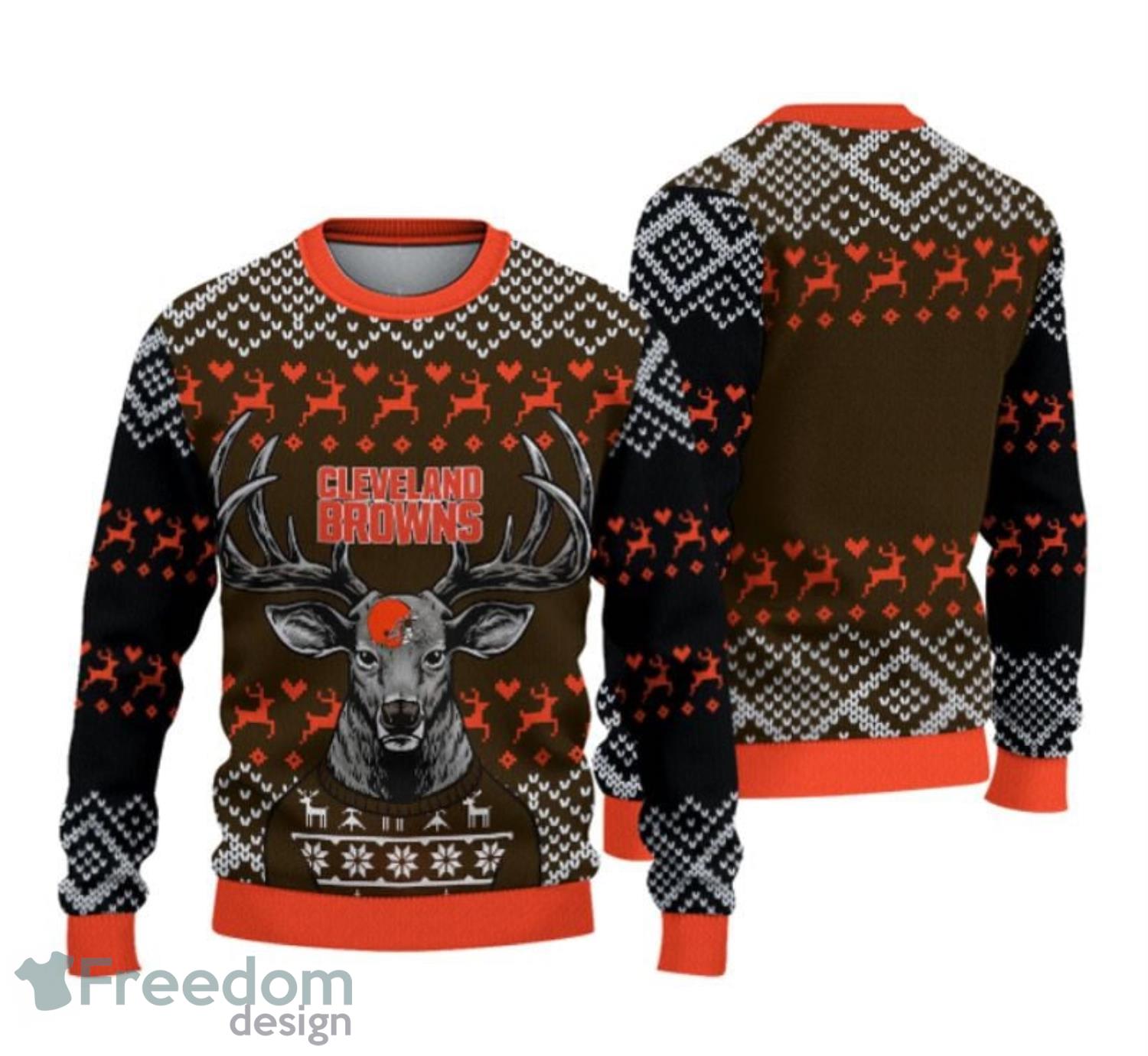 Cleveland Browns Christmas Reindeer And Snowman Ugly Christmas Sweater -  Freedomdesign