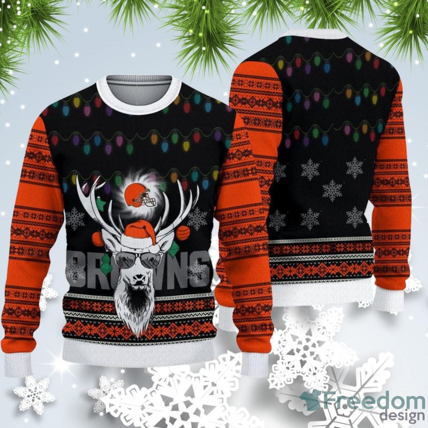 Cleveland Browns Fans Reindeer Tinsel Knitted Christmas Sweater -  Freedomdesign