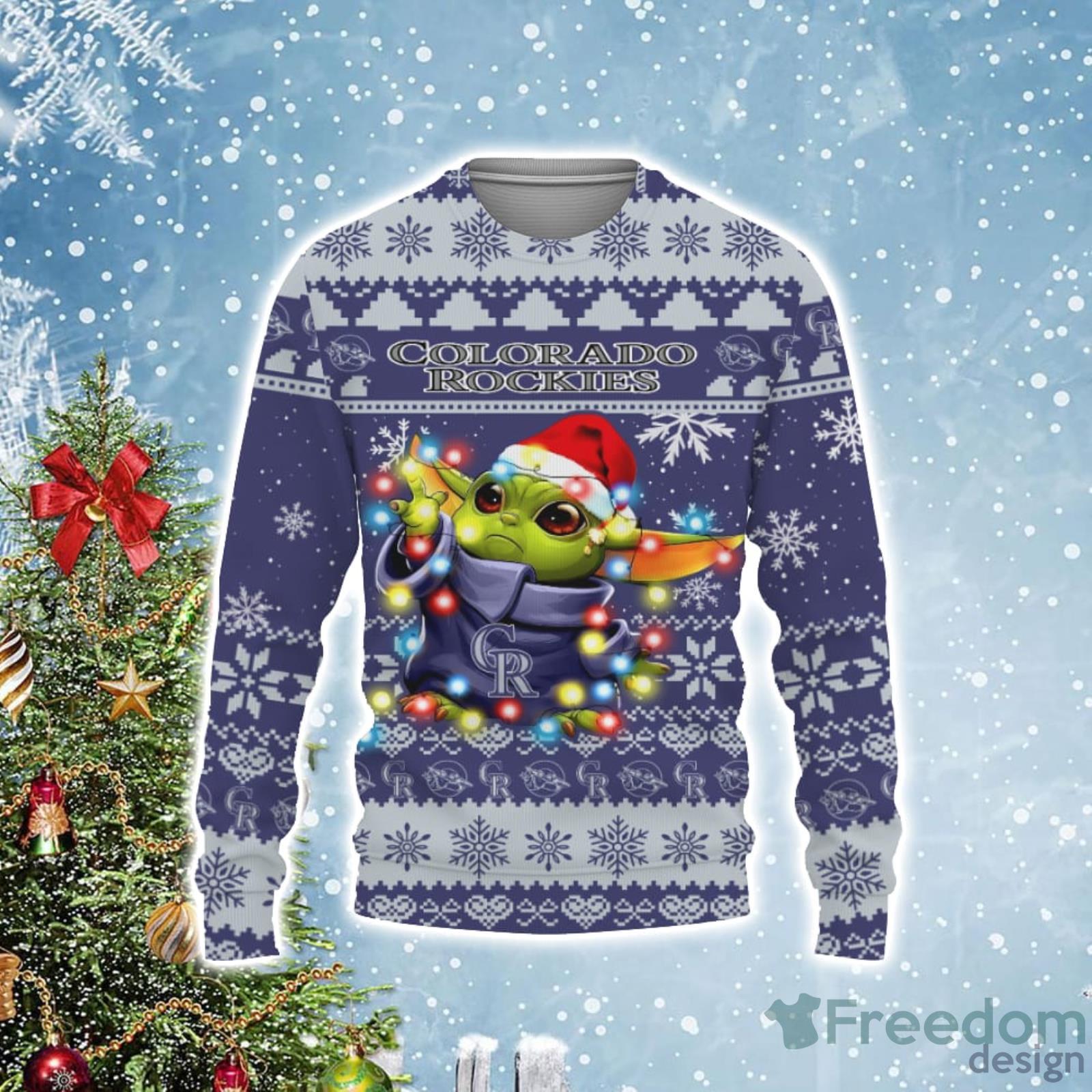 Colorado Rockies Cute Baby Yoda Star Wars 3D Ugly Christmas