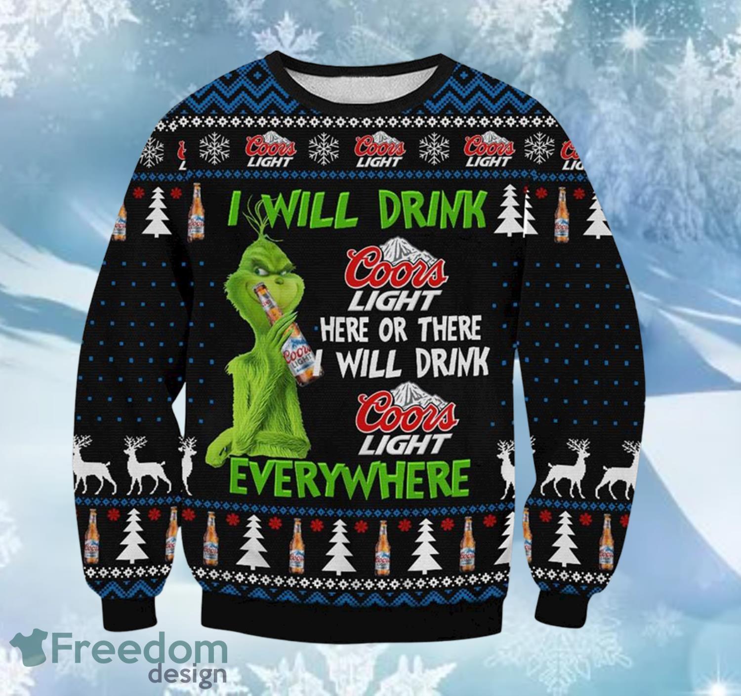 Coors Light Grinch All Over Print Ugly Sweater Product Photo 1
