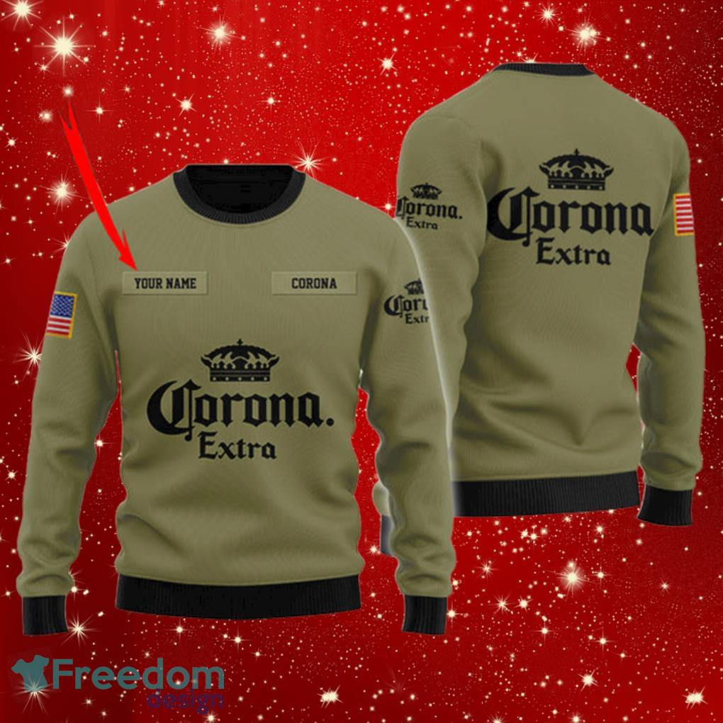 Corona Extra Flag Military Personalized Green Ugly Christmas Sweater Product Photo 1
