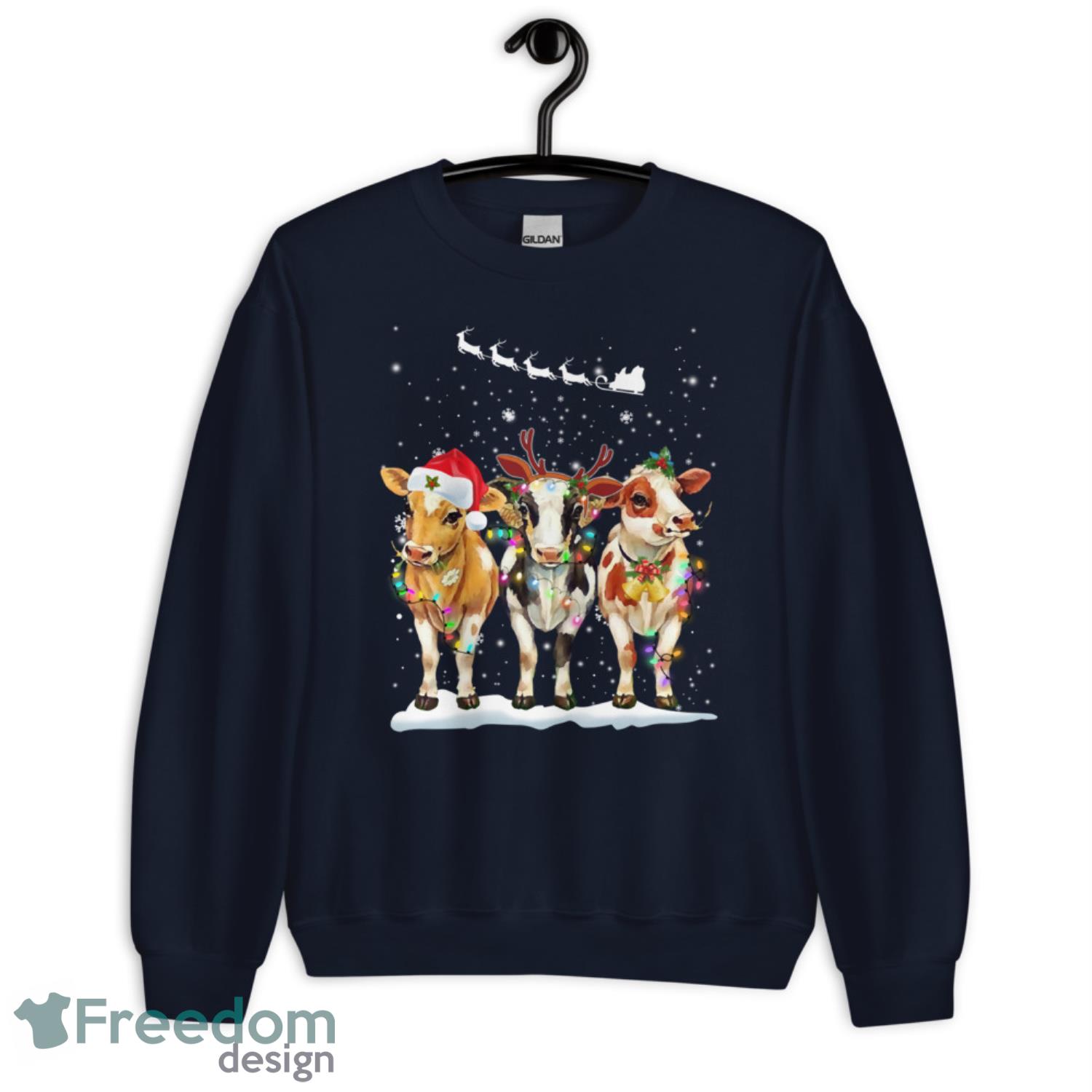 Cows Christmas Shirt - G185 Crewneck Sweatshirt-1