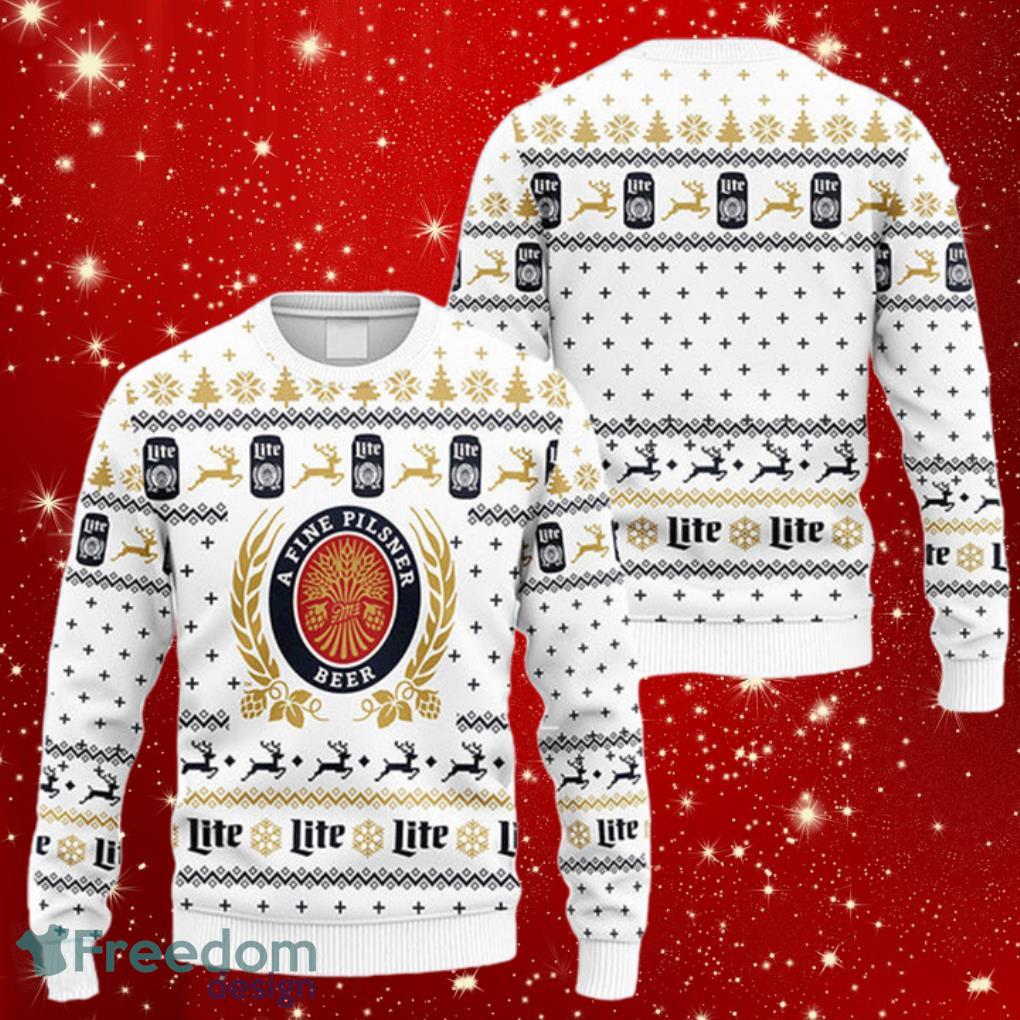 Cozy Miller Lite Christmas Ugly White Sweater Product Photo 1