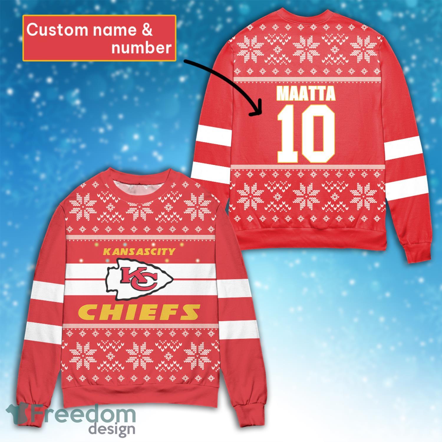 Custom Name And Number NFL Kansas City Chiefs Christmas Sweater Gift For Fans Product Photo 1