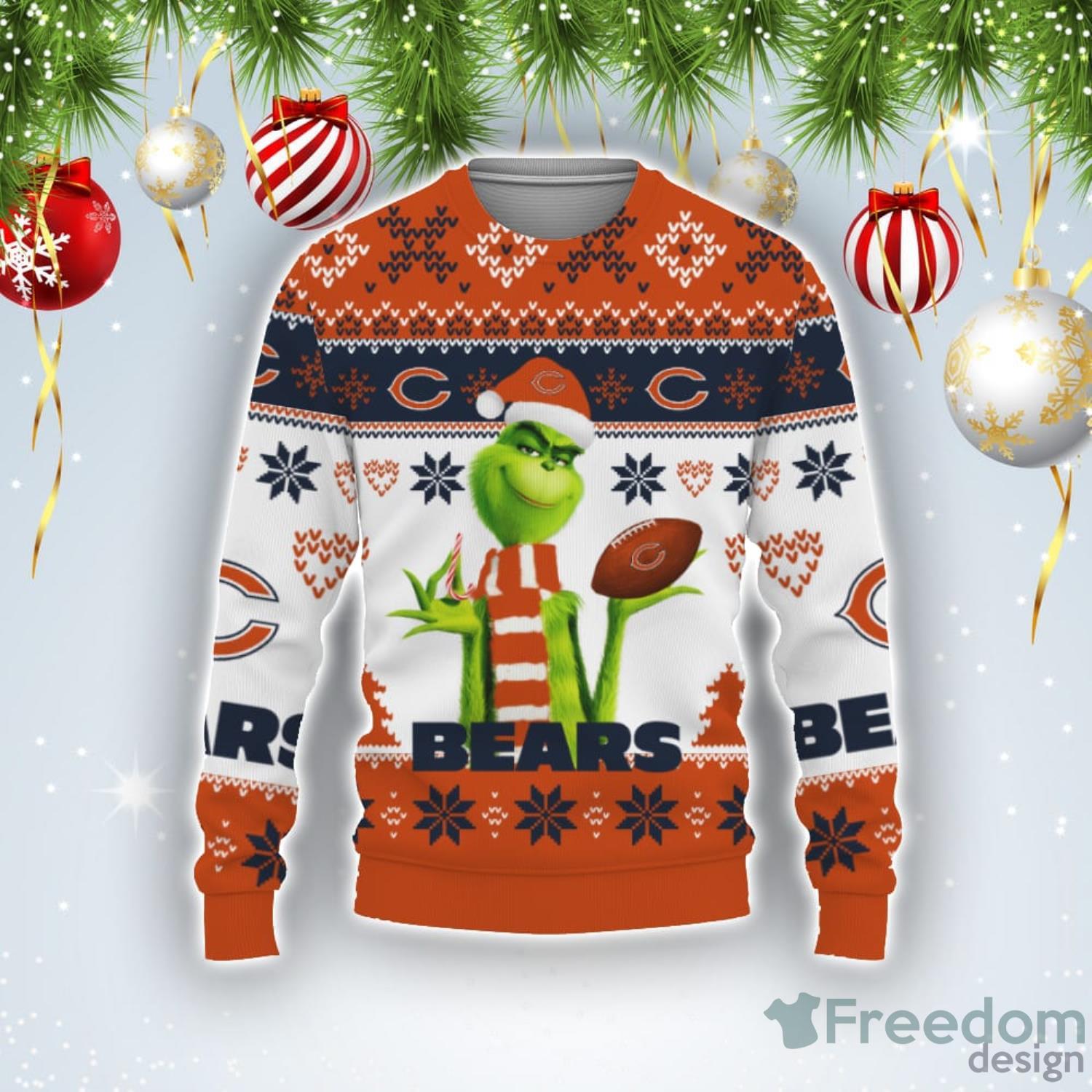 Cute Grinch American Football Chicago Bears Ugly Christmas Sweater -  Freedomdesign