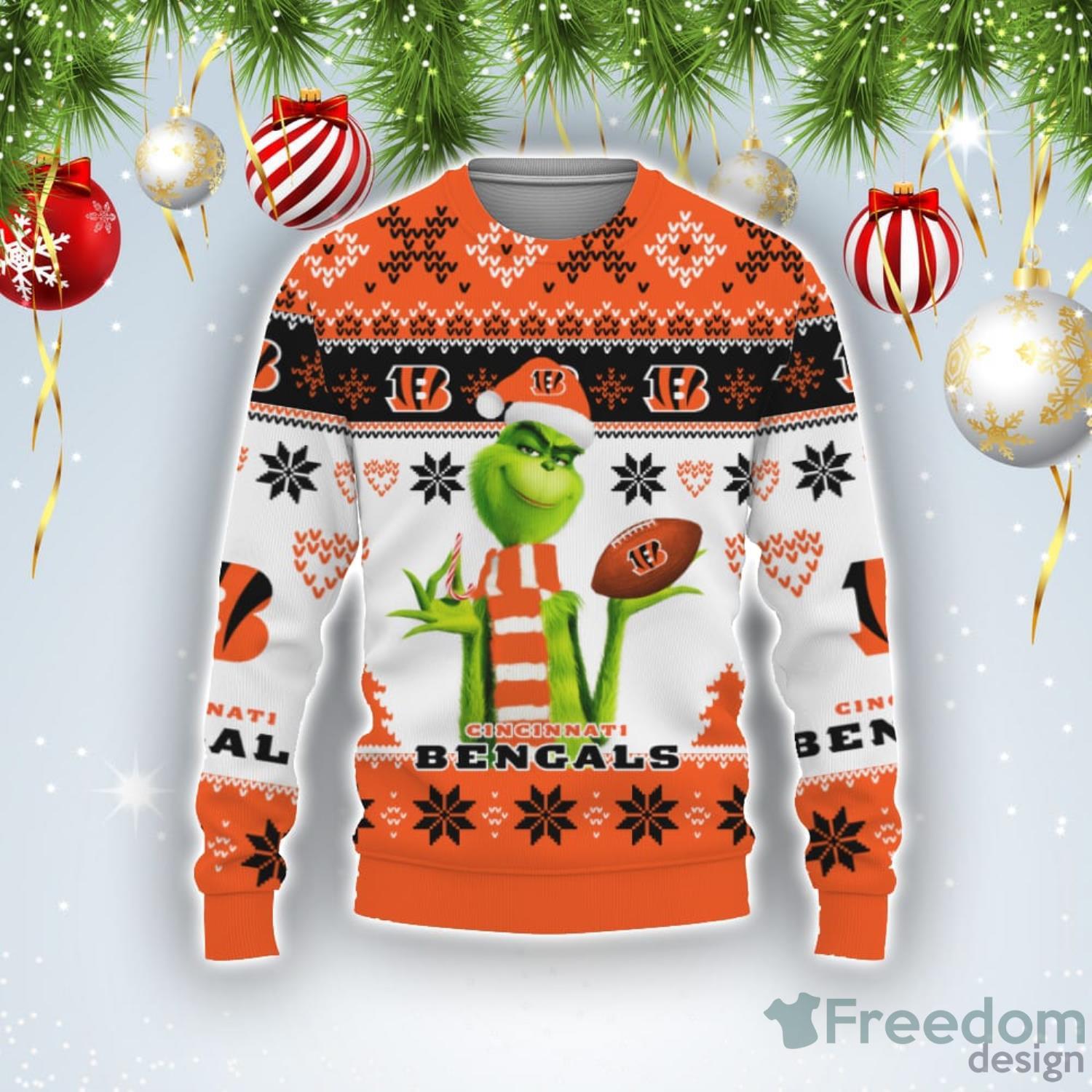 NFL Grinch Fuck Them Cincinnati Bengals Ugly Christmas Sweater